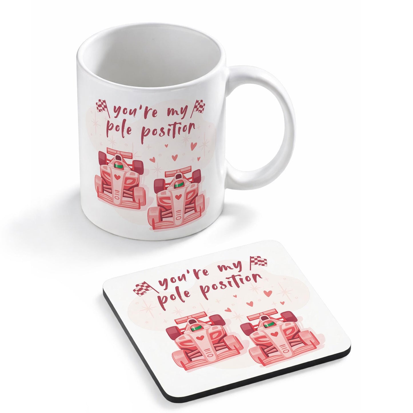 Valentines Formula 1 Mug and Coaster Gift Set | For F1 Lover | 'You're My Pole Position'