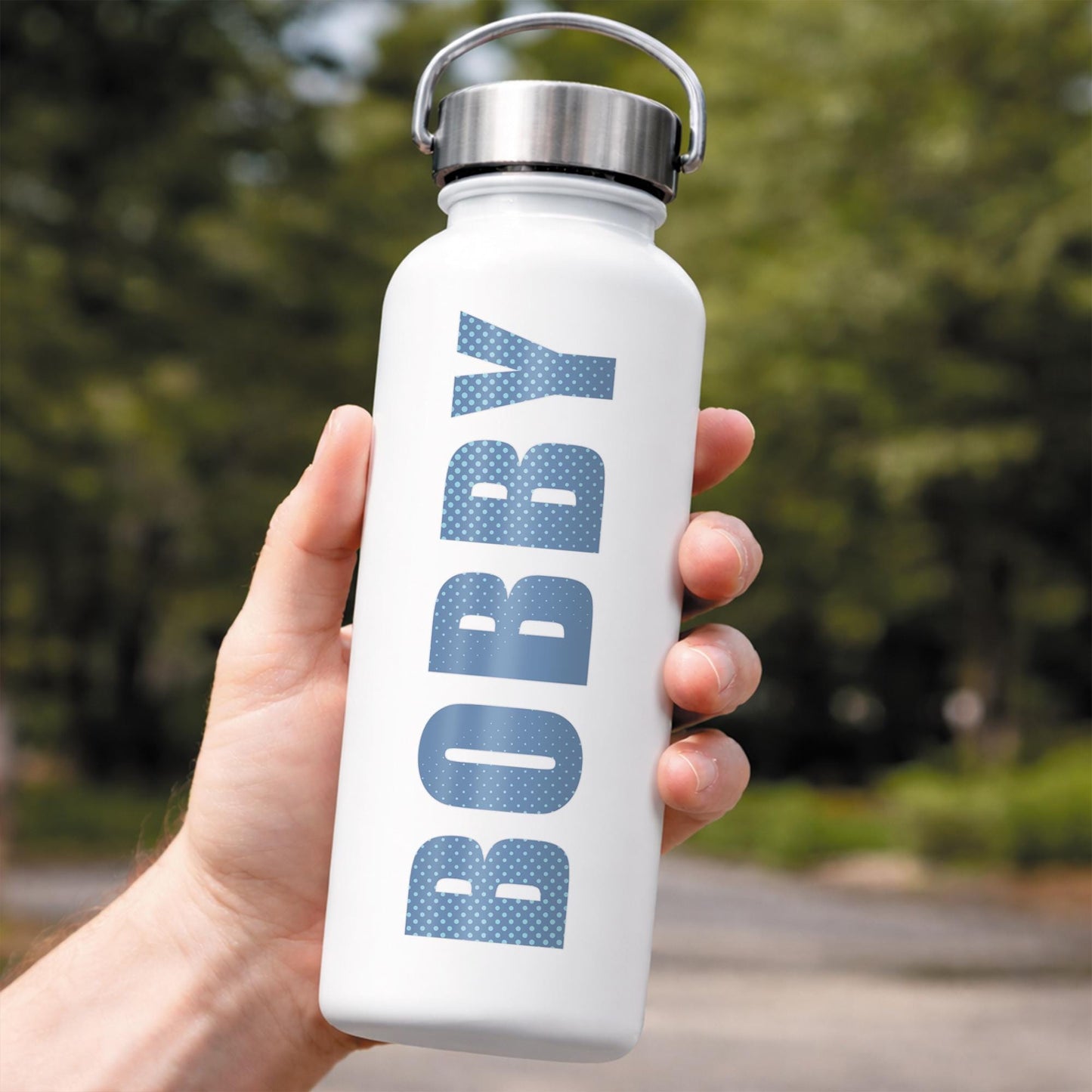 Personalised Name Sticker | Custom Colourful Halftone Vinyl Decal | Waterproof Bottle & Bike Name Label Lettering