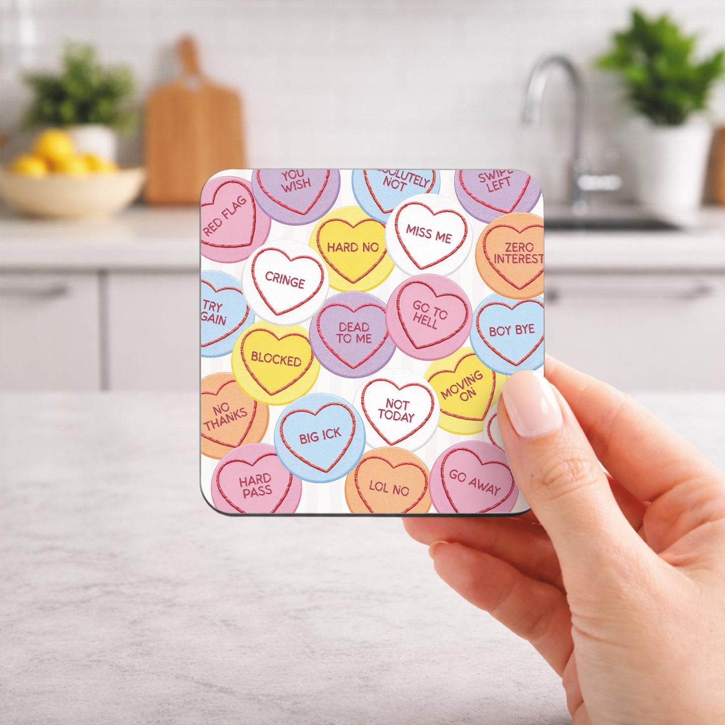 Funny Anti Valentines Mug and Coaster Set | Love Heart Sweet Sarcastic Gift | Galentines Present