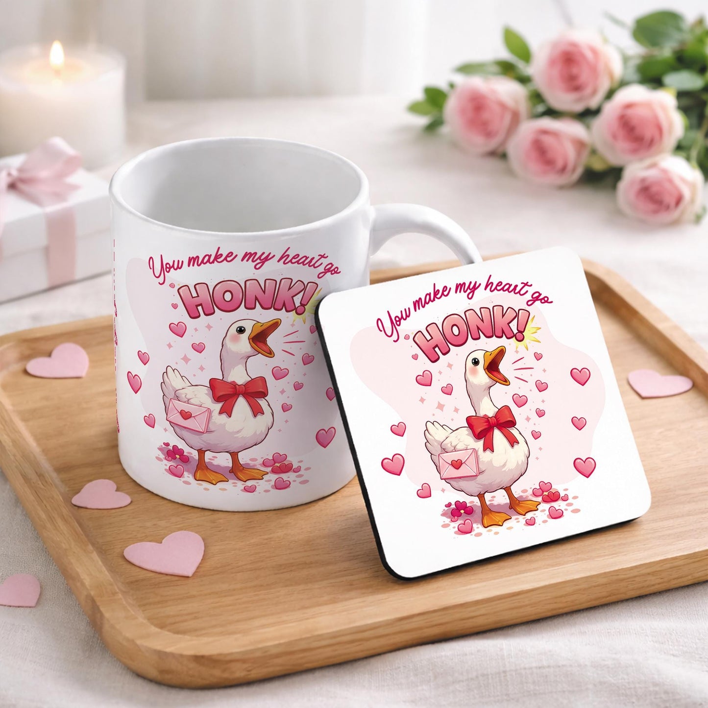 Funny Valentines Mug and Coaster Set | Cute Goose Quote Mug | Gift for Him or Her