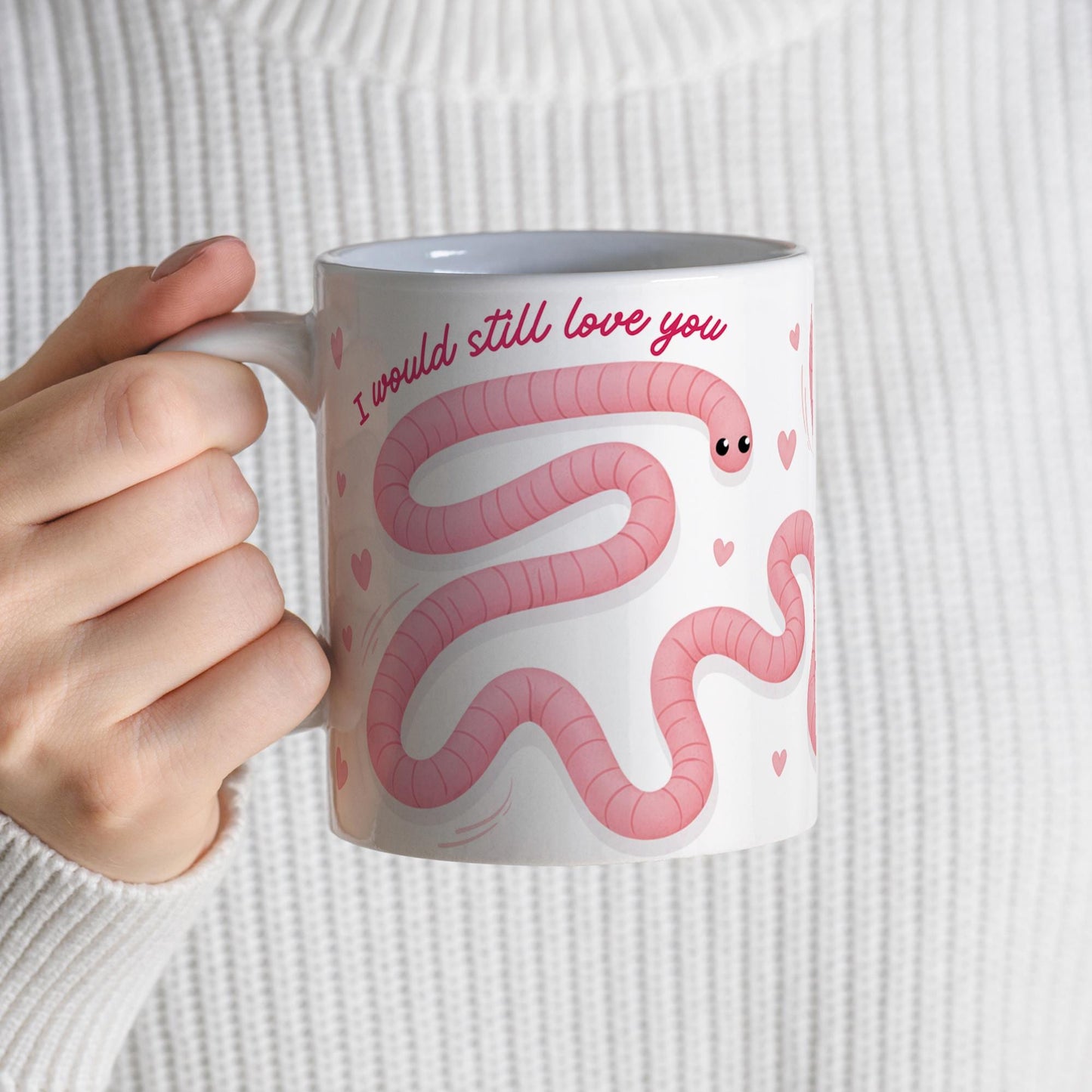 Funny Valentines Mug and Coaster Set | 'If You Were A Worm' | Cute Mug Gift for Her