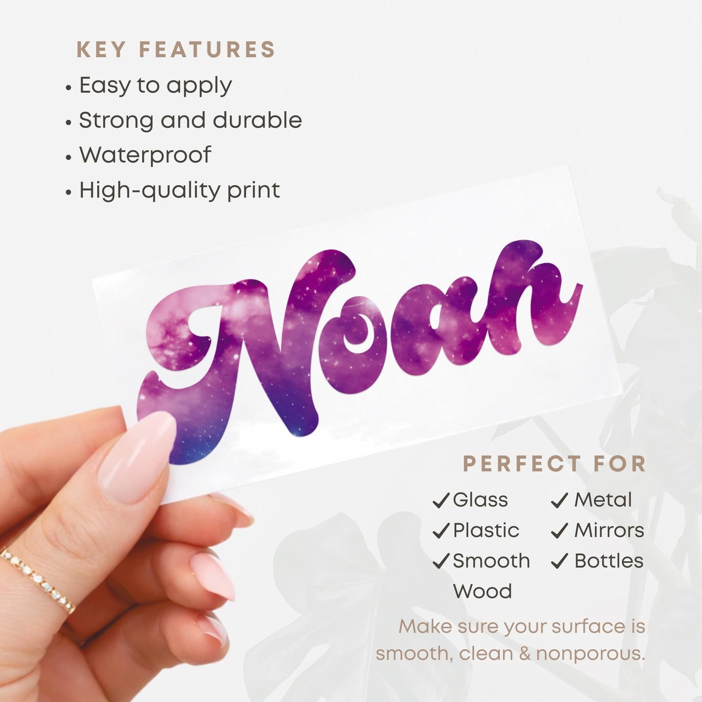 Personalised Name Sticker | Custom Galaxy Vinyl Decal | Aesthetic Waterproof Label for Laptop - Bottle - Lunchbox