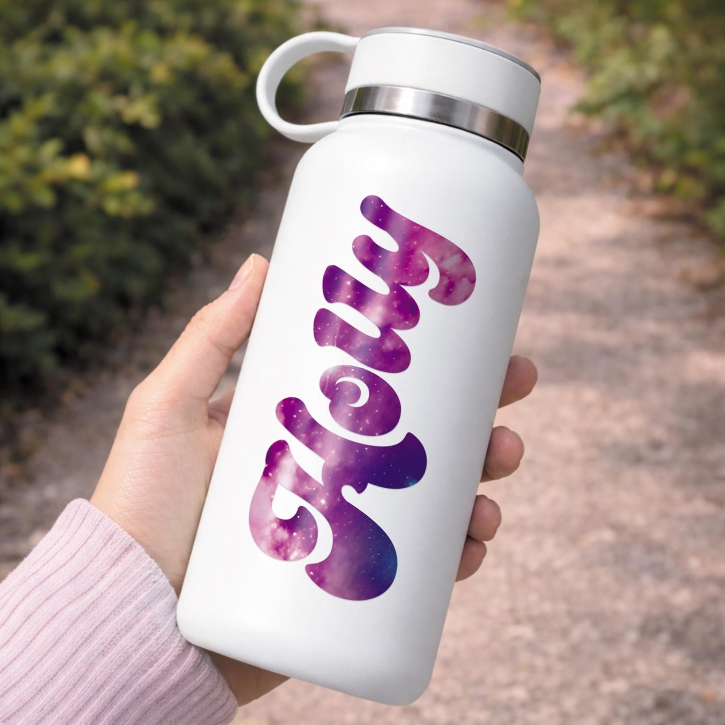 Personalised Name Sticker | Custom Galaxy Vinyl Decal | Aesthetic Waterproof Label for Laptop - Bottle - Lunchbox