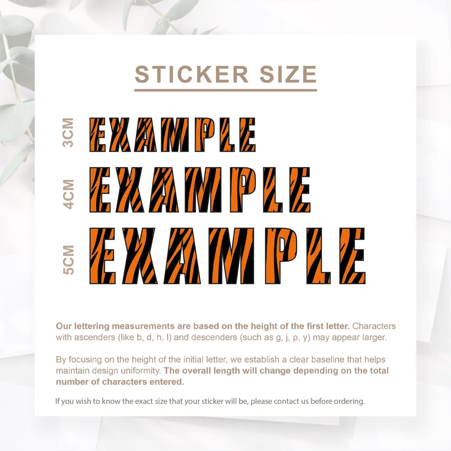 Personalised Name Sticker | Custom Tiger Print Vinyl Decal |  Waterproof Label for Kids Bottle or Lunchbox