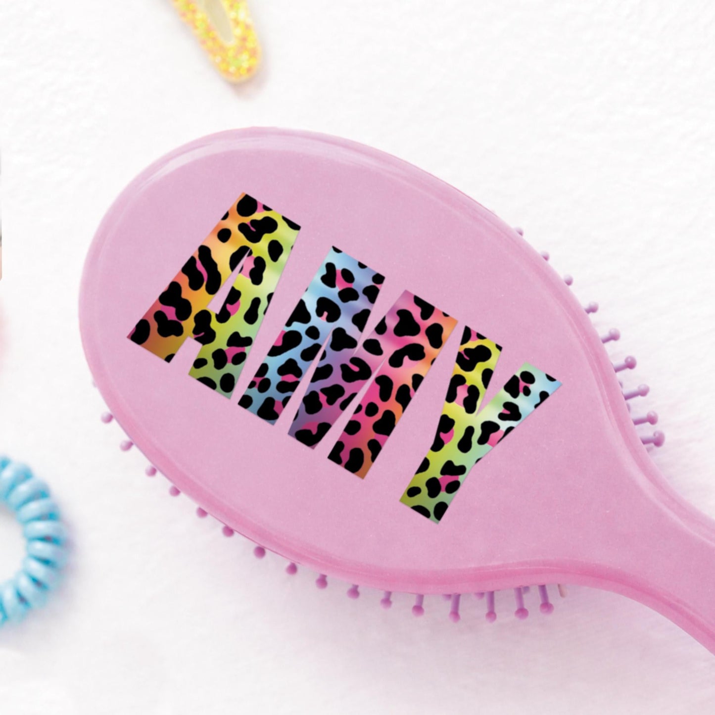 Personalised Name Sticker | Custom Rainbow Leopard Print Vinyl Name Decal | Waterproof Label for Bottle