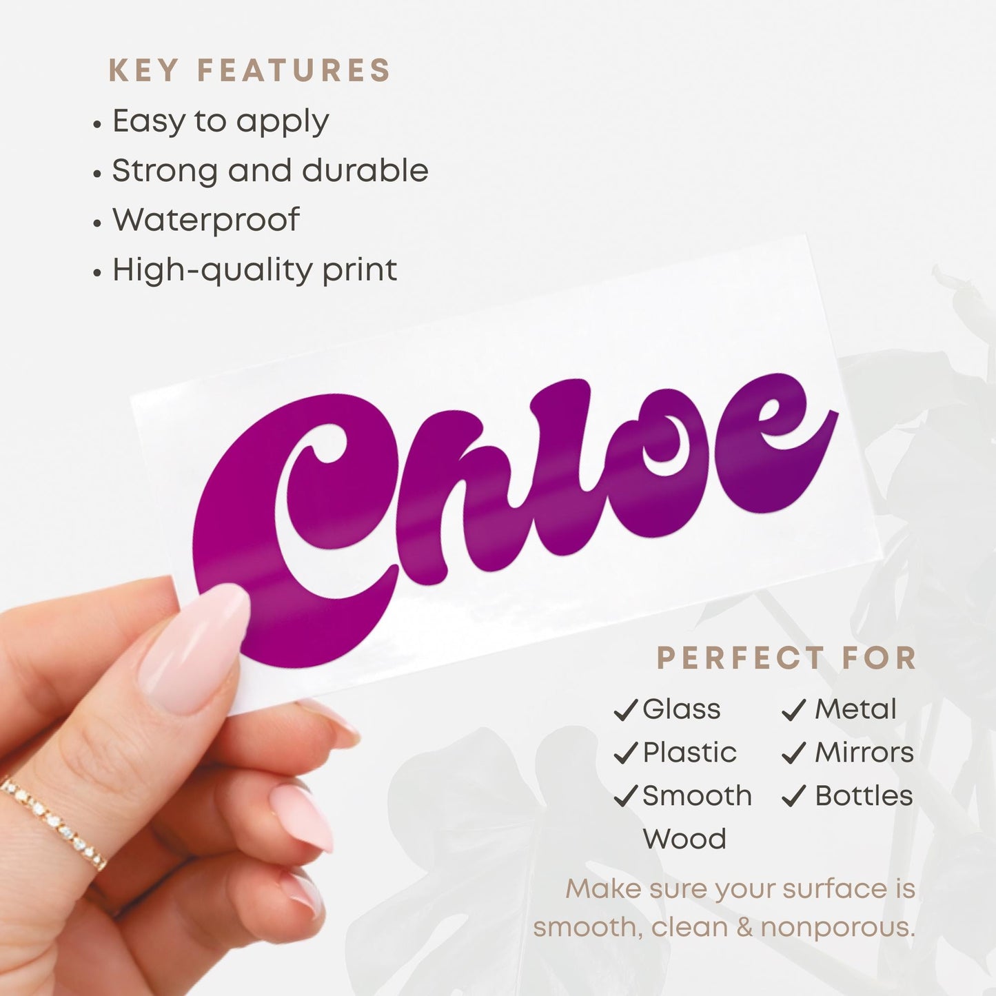 Personalised Name Sticker | Pink & Purple Gradient Vinyl Decal | Custom Waterproof Label for Bottle or  Case