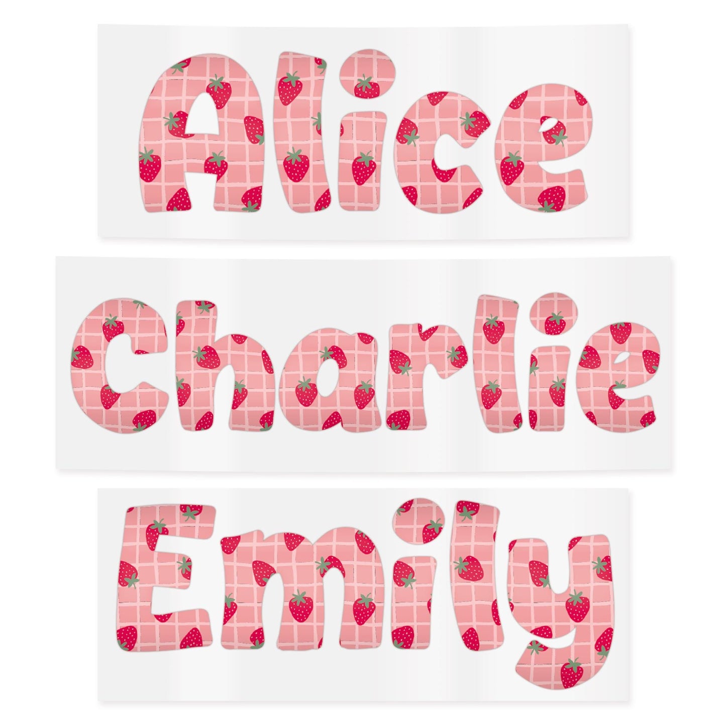 Personalised Strawberry Name Sticker | Custom Waterproof Coquette Vinyl Decal | Name Label for Bottle - Lunchbox - or Glass