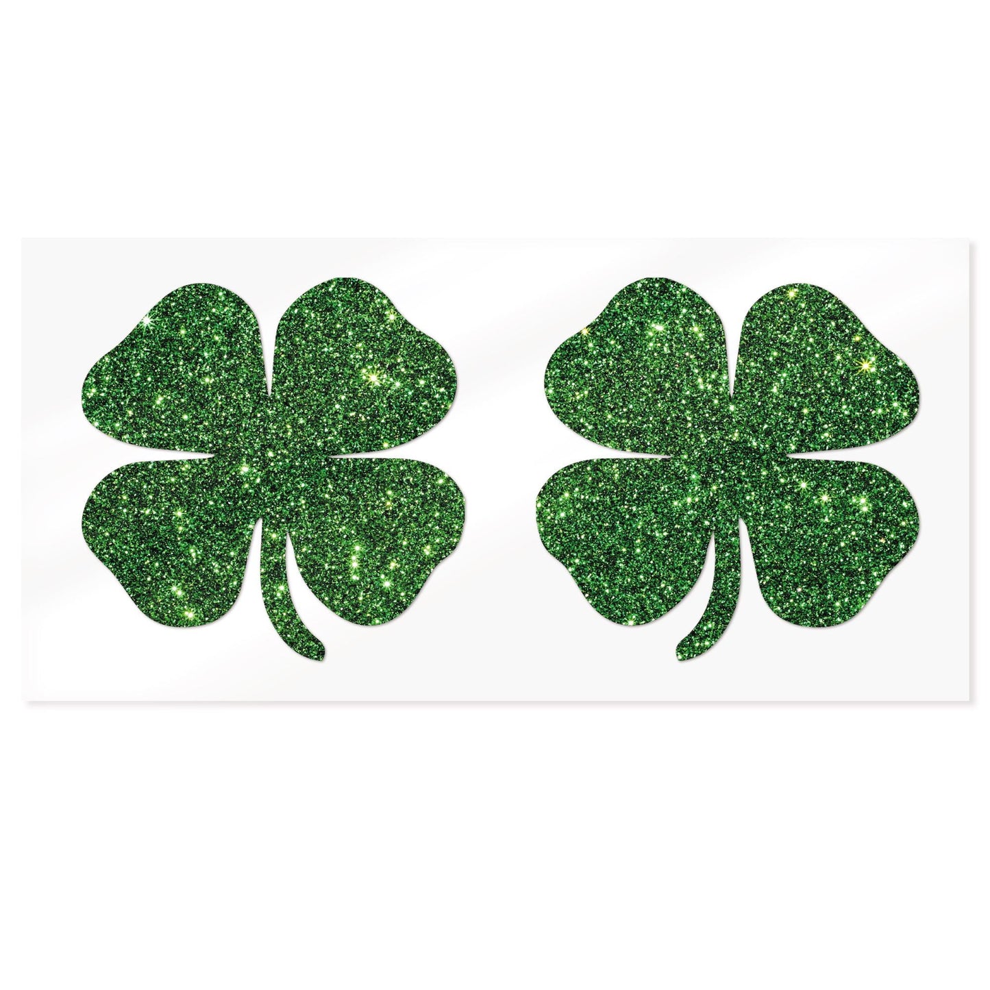 Shamrock Iron-On Decals for St Patricks Day | x2 Set Four Leaf Clover Heat Transfer Vinyl for DIY T-Shirt