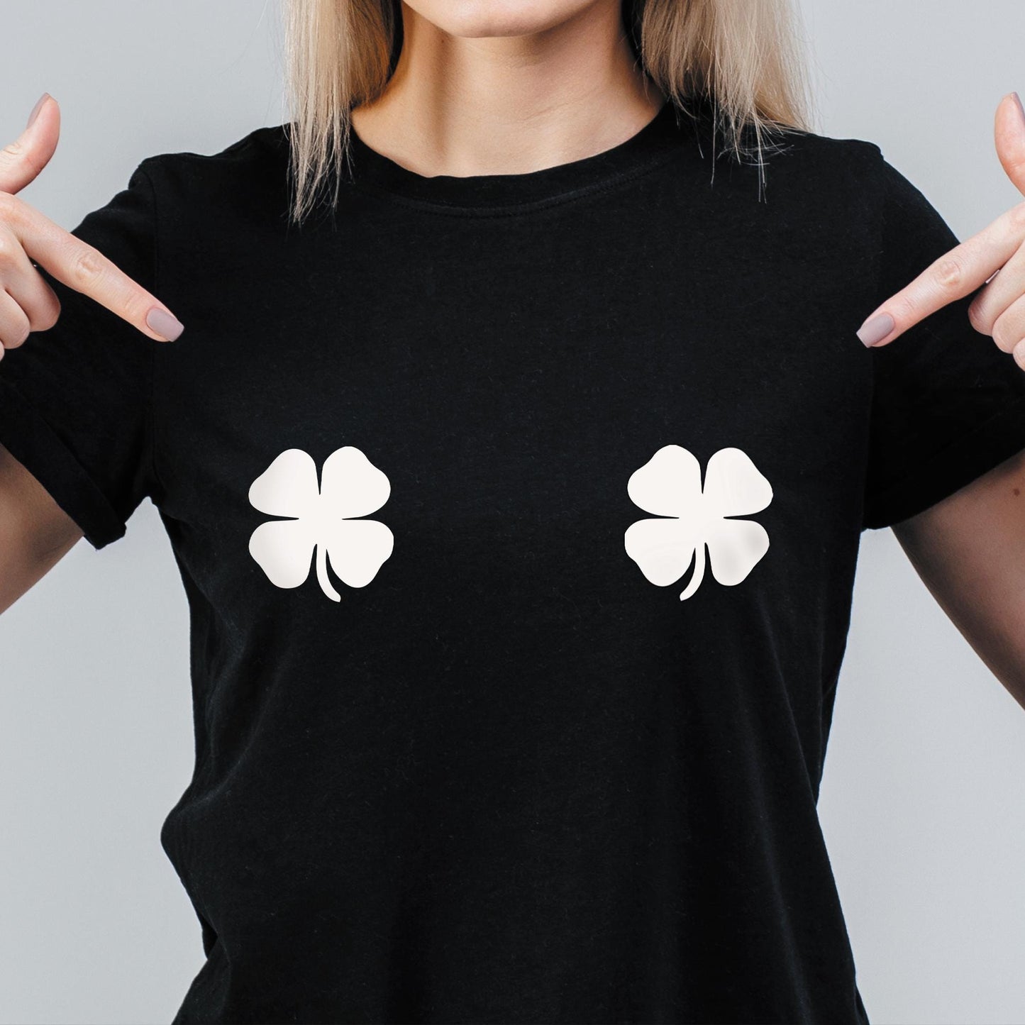 Shamrock Iron-On Decals for St Patricks Day | x2 Set Four Leaf Clover Heat Transfer Vinyl for DIY T-Shirt