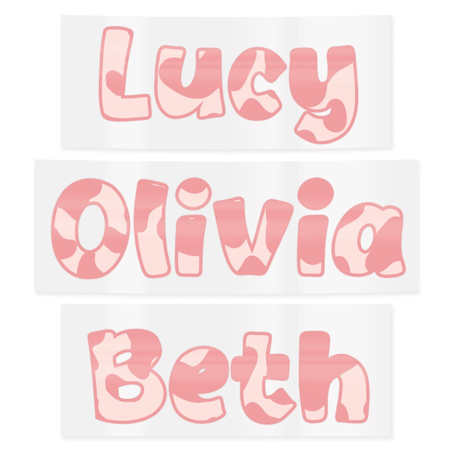 Personalised Pink Cow Print Name Sticker  Custom Vinyl Name Decal | Y2K Aesthetic Waterproof Label for Water Bottle Lunchbox or Glass