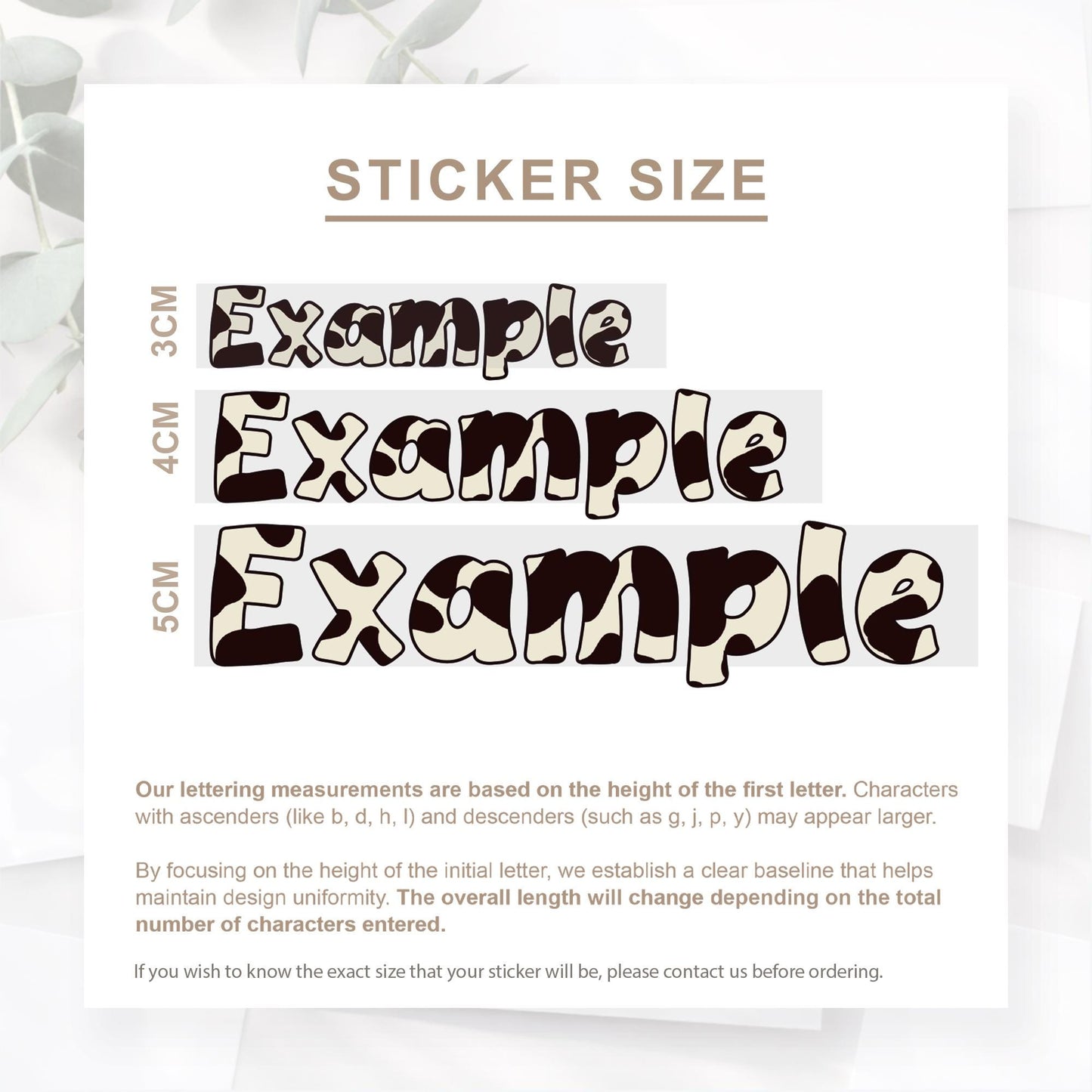 Personalised Cow Print Name Sticker - Custom Vinyl Waterproof Bottle Laptop Lunch Box Decal Label