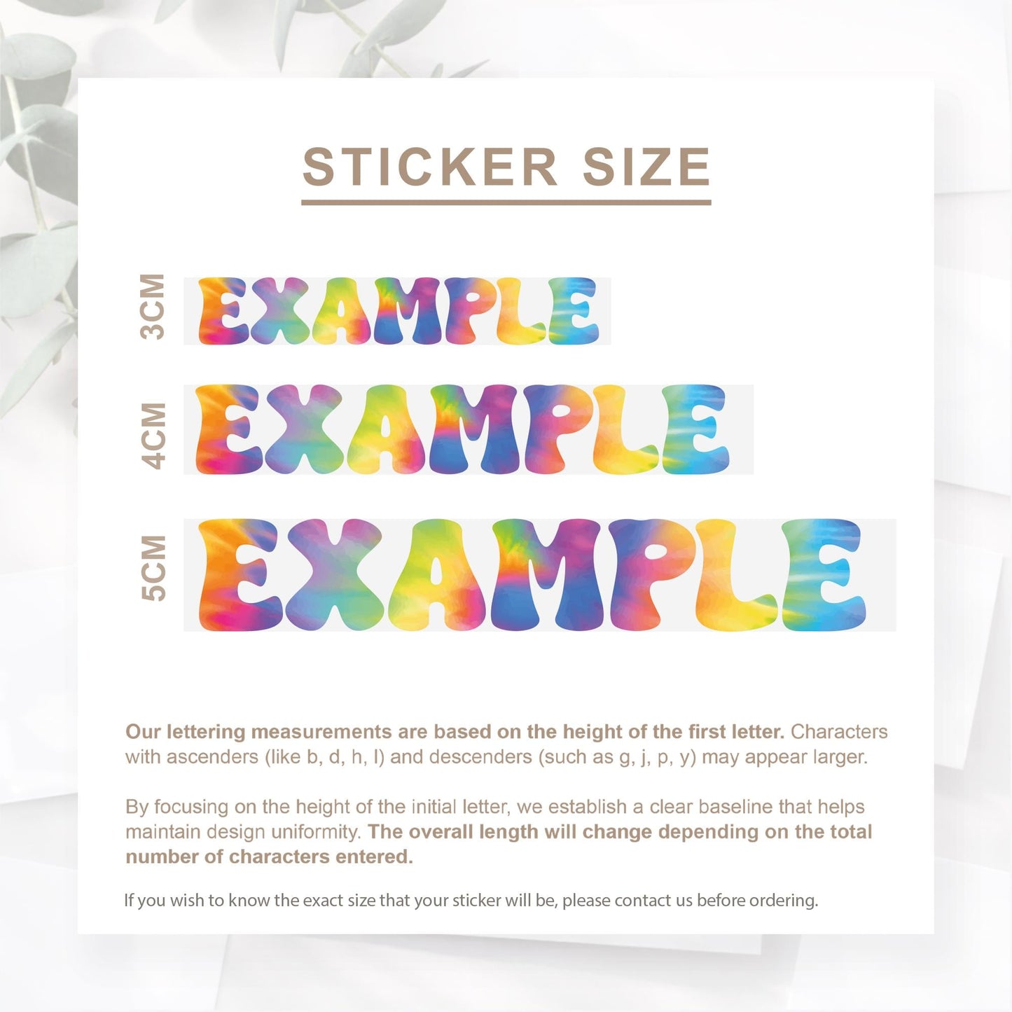 Personalised Tie Dye Name Sticker  Custom Vinyl Decal | Rainbow Retro 70s Style Waterproof Label for Bottles, Laptops, Bikes