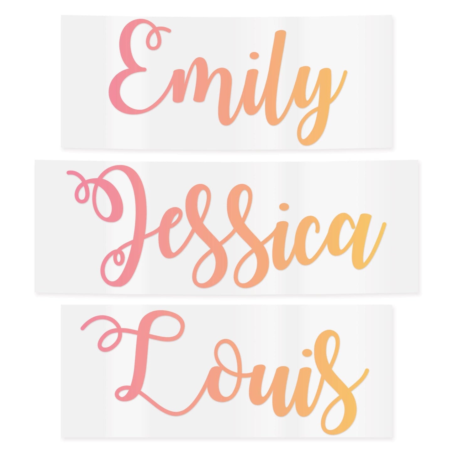 Personalised Name Sticker | Pink to Yellow Gradient Custom Vinyl Decal | Waterproof Label for Bottles Laptops & Tumblers