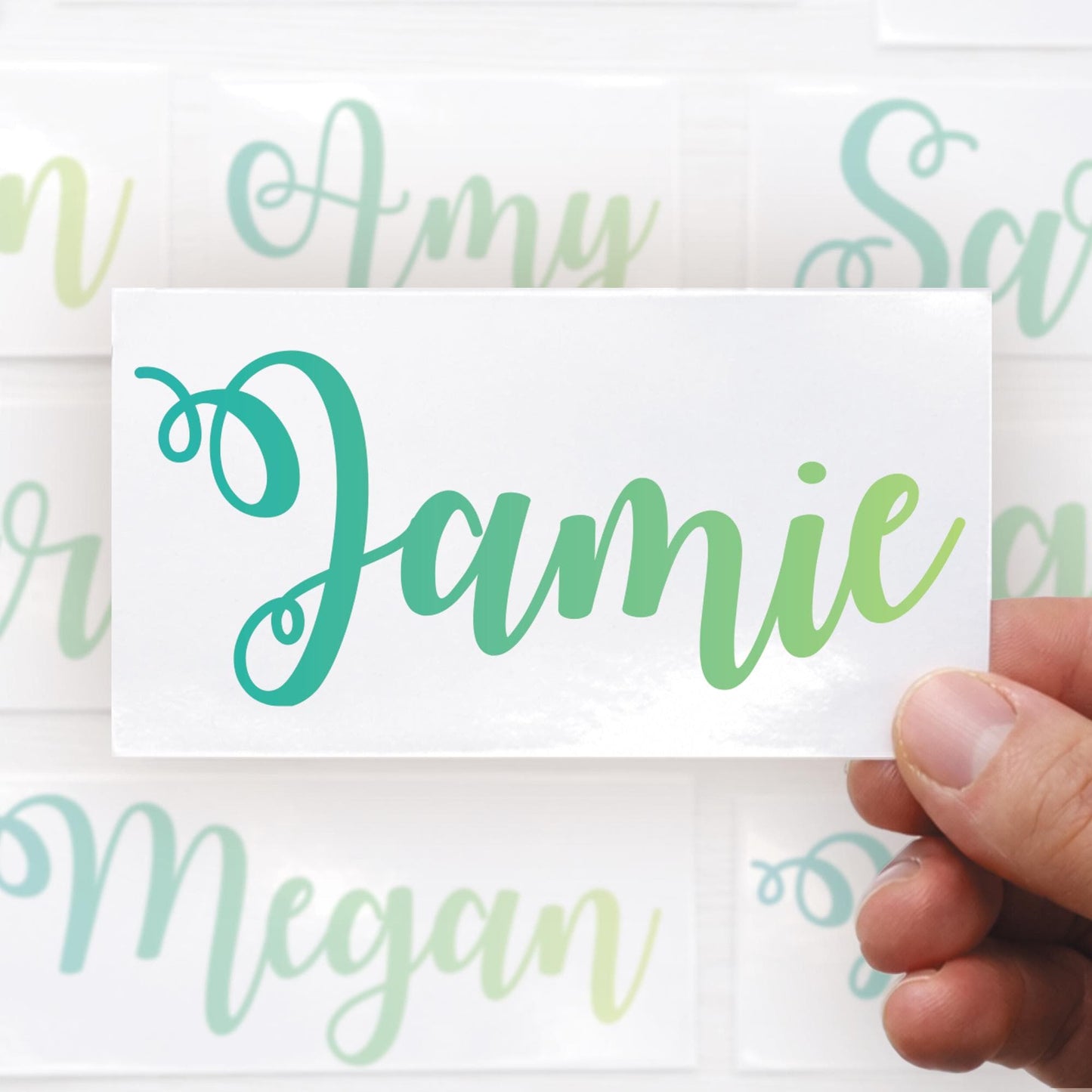 Personalised Name Sticker | Blue to Yellow Gradient Custom Vinyl Decal | Waterproof Label for Bottles Laptops & Tumblers