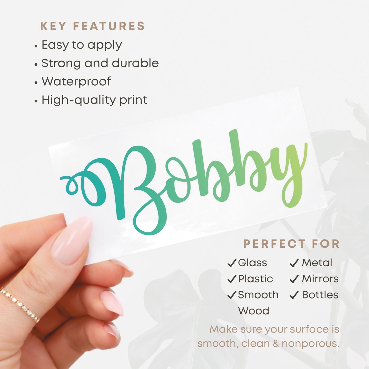 Personalised Name Sticker | Blue to Yellow Gradient Custom Vinyl Decal | Waterproof Label for Bottles Laptops & Tumblers