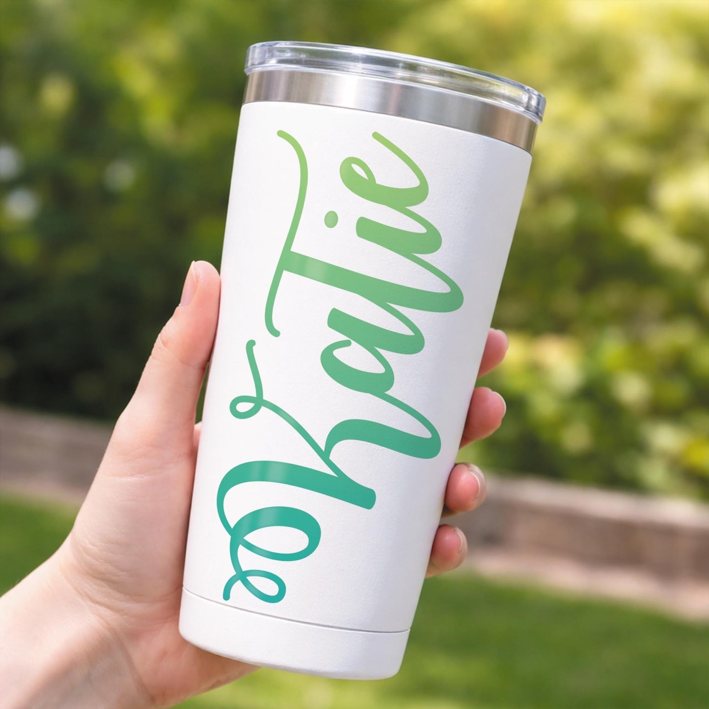 Personalised Name Sticker | Blue to Yellow Gradient Custom Vinyl Decal | Waterproof Label for Bottles Laptops & Tumblers