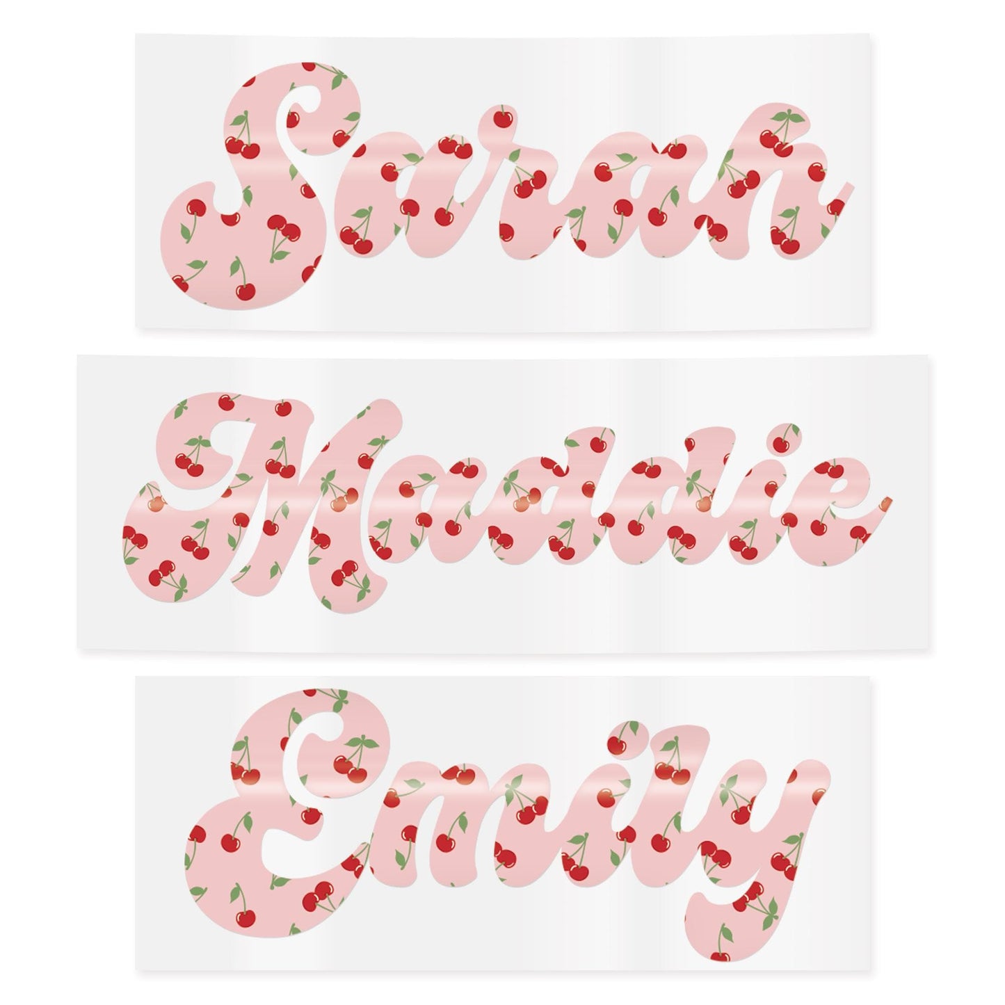 Personalised Cherry Name Sticker | Custom Vinyl Name Decal | Y2K Label for Water Bottles Laptops Phones