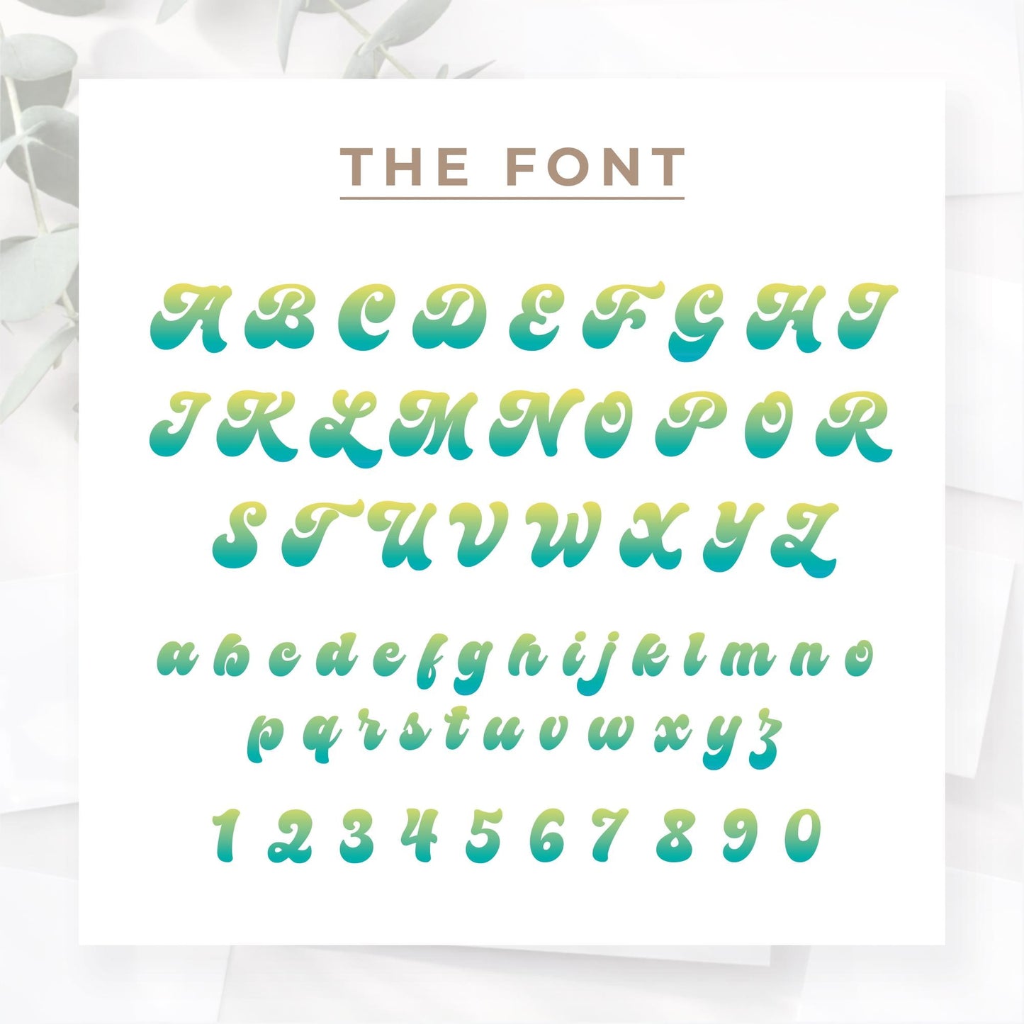 Personalised Name Sticker | Retro Script Blue-Yellow Gradient Custom Vinyl Decal | Cursive Waterproof Label for Bottles Laptops & Tumblers