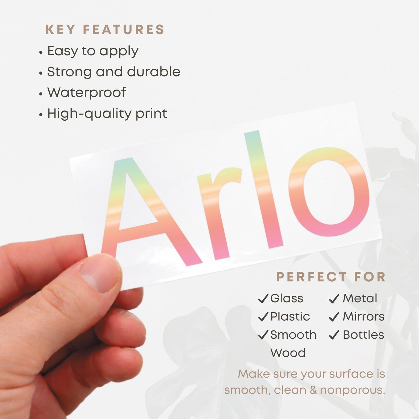 Personalised Name Sticker | Custom Vinyl Pastel Fade Gradient Name Decal | Waterproof Rainbow Name Label