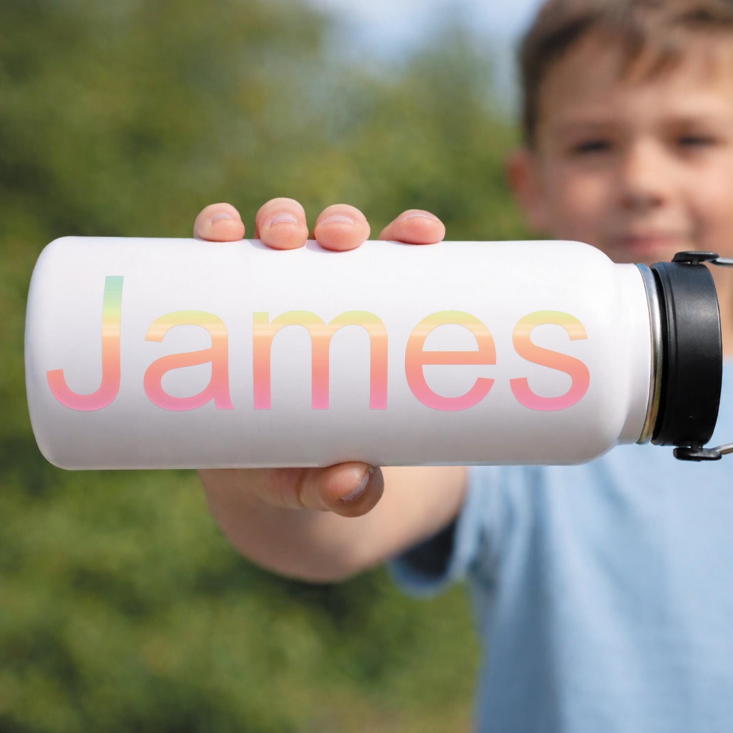 Personalised Name Sticker | Custom Vinyl Pastel Fade Gradient Name Decal | Waterproof Rainbow Name Label