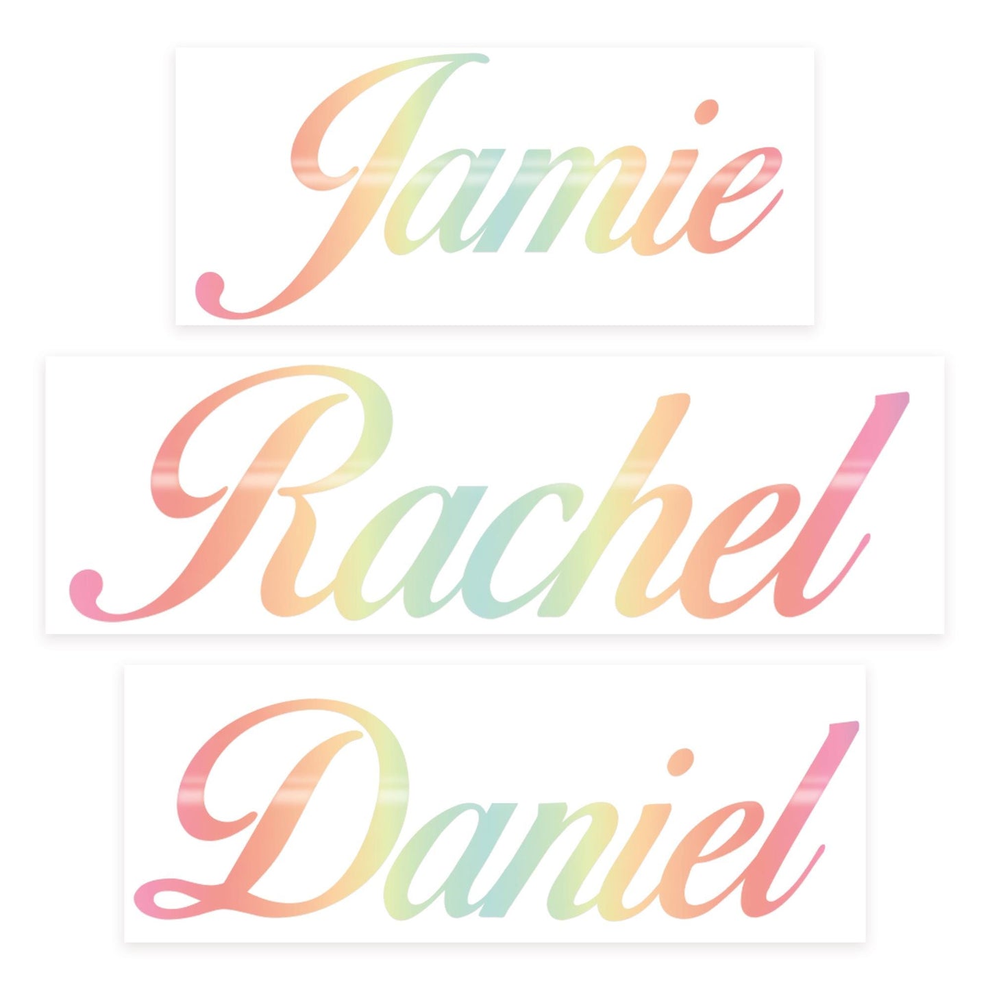 Personalised Name Sticker | Custom Script Name Pastel Gradient Vinyl Decal | Waterproof Rainbow Name Label