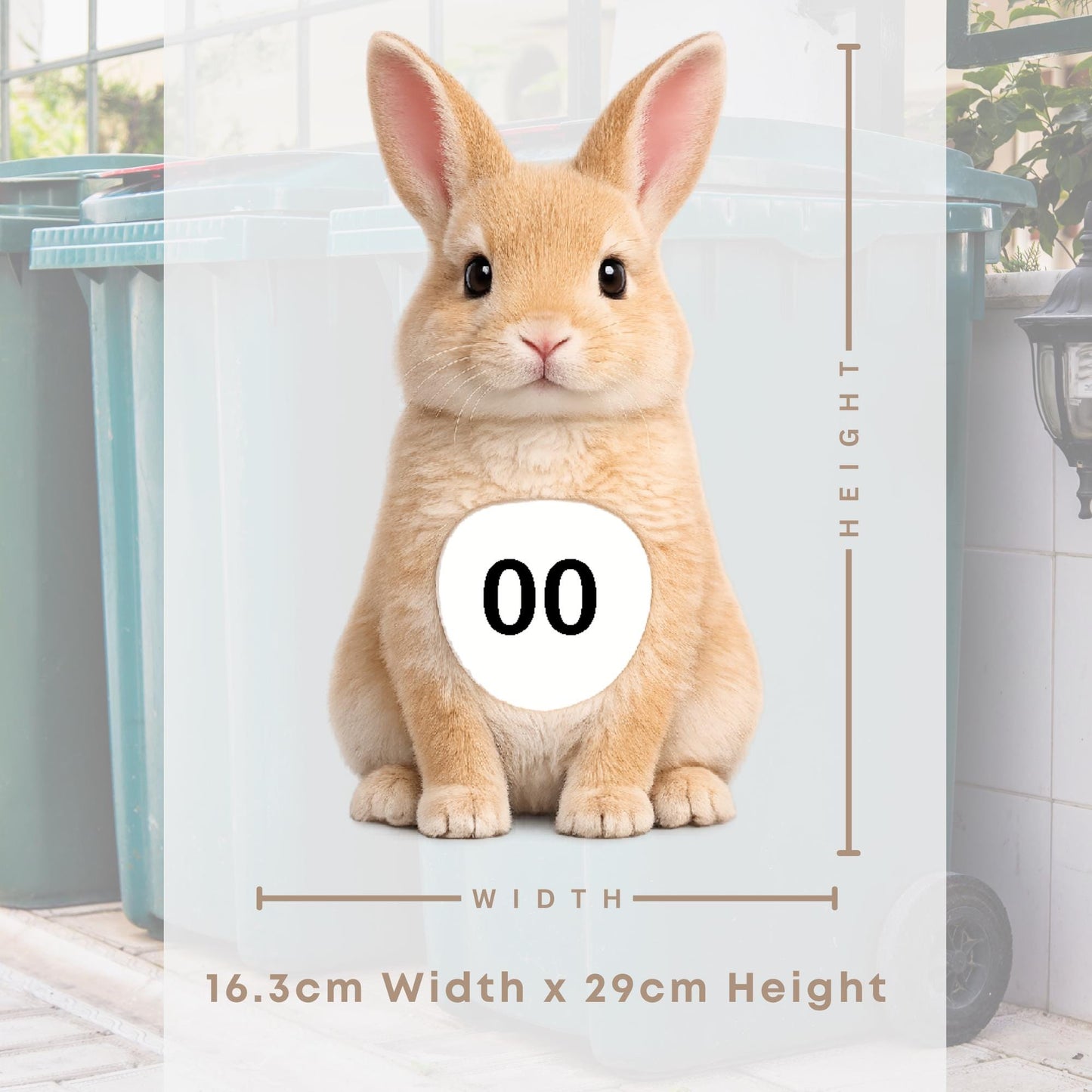 Personalised Wheelie Bin Sticker | Cute Rabbit House Number Bin Decal | Waterproof Vinyl Dustbin Label