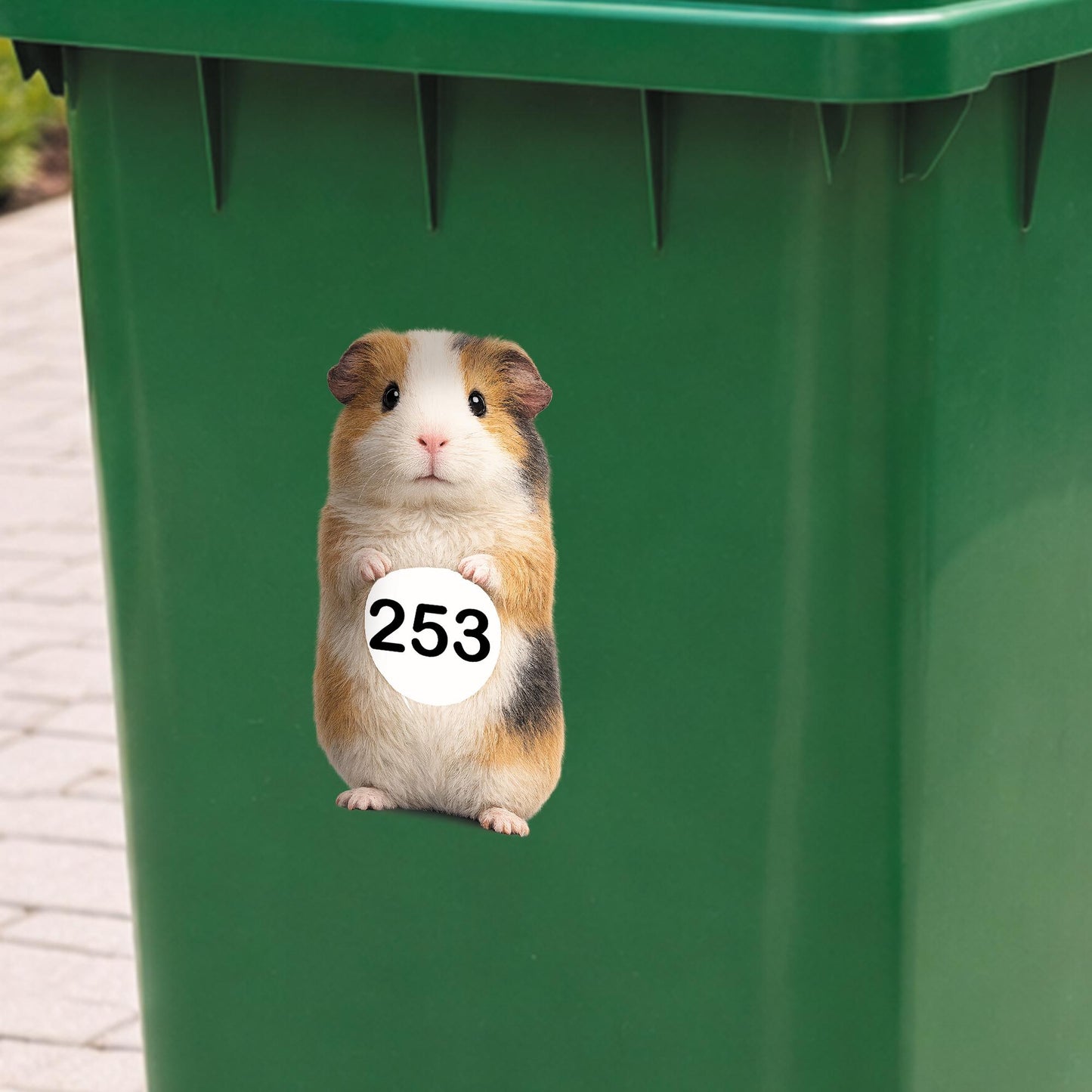 Personalised Wheelie Bin Sticker | Guinea Pig House Number Decal | Waterproof Outdoor Dustbin Label