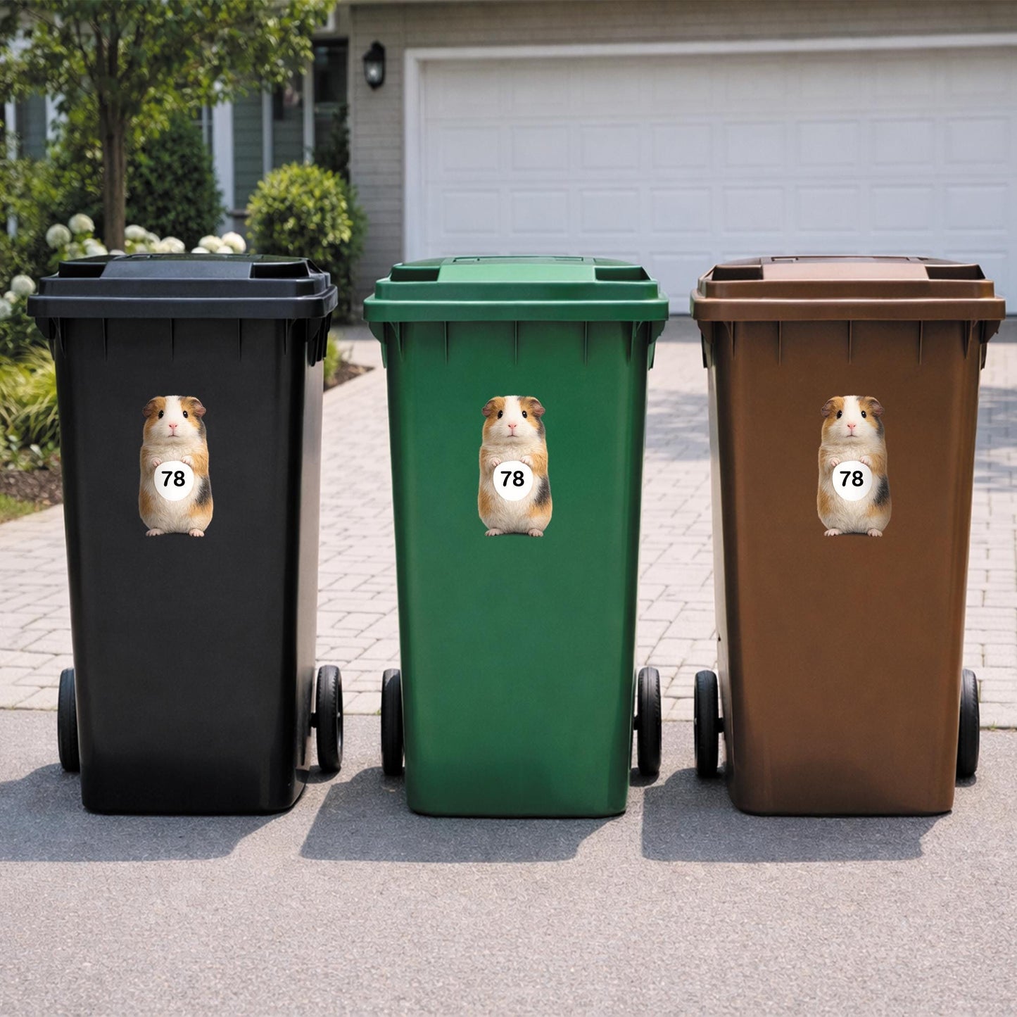 Personalised Wheelie Bin Sticker | Guinea Pig House Number Decal | Waterproof Outdoor Dustbin Label