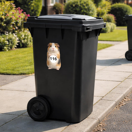 Personalised Wheelie Bin Sticker | Guinea Pig House Number Decal | Waterproof Outdoor Dustbin Label