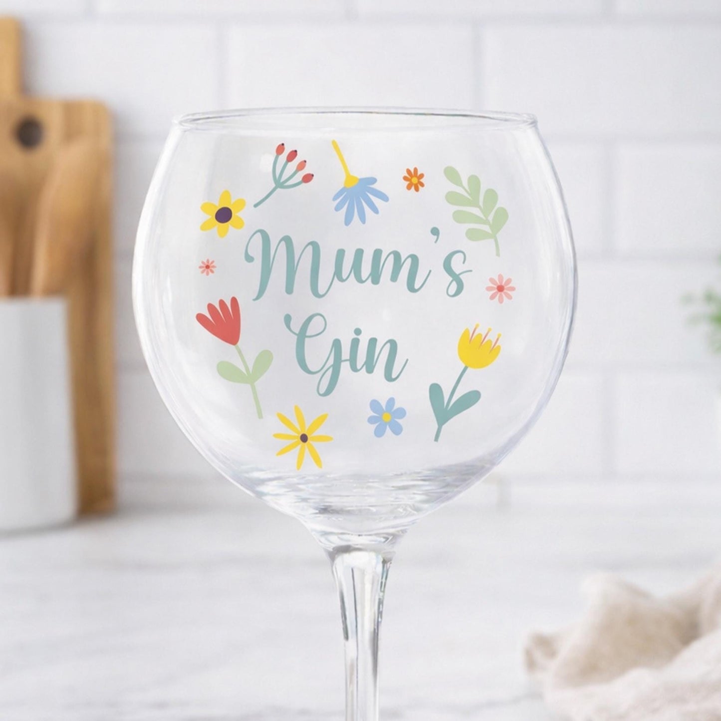 Gift for Mum | Mums Gin Sticker | Floral Vinyl Decal for DIY Gin Glass Mother's Day Present