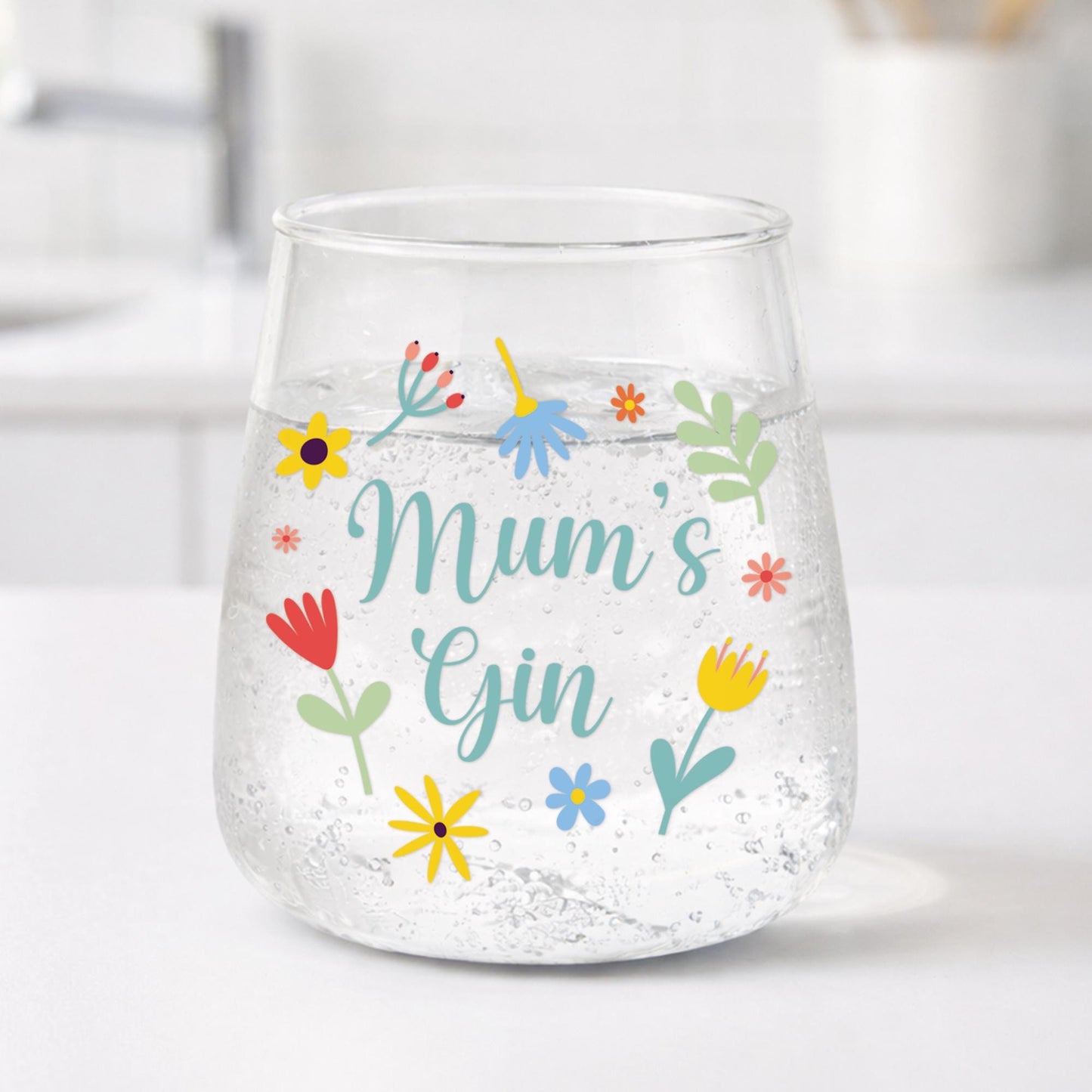 Gift for Mum | Mums Gin Sticker | Floral Vinyl Decal for DIY Gin Glass Mother's Day Present