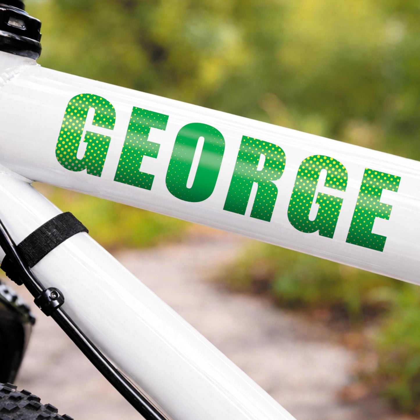 Personalised Name Sticker | Custom Colourful Halftone Vinyl Decal | Waterproof Bottle & Bike Name Label Lettering