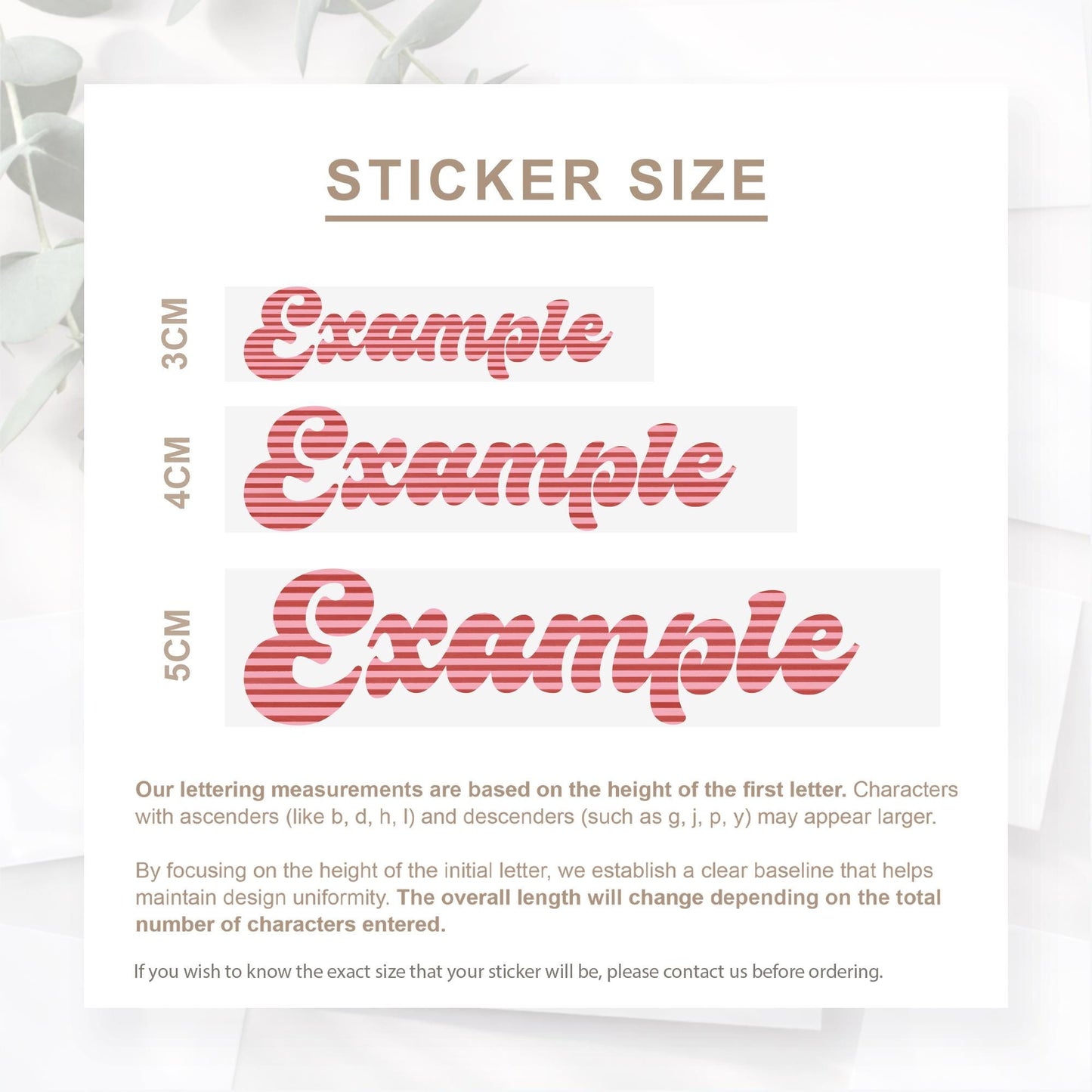 Personalised Name Sticker | Custom Retro Script Pink Striped Vinyl Decal | Waterproof Name Bottle Label