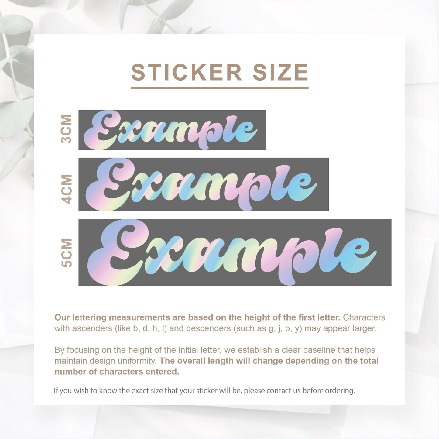 Personalised Name Sticker | Custom Holographic Gradient Script Name Vinyl Decal | Waterproof Rainbow Name Label