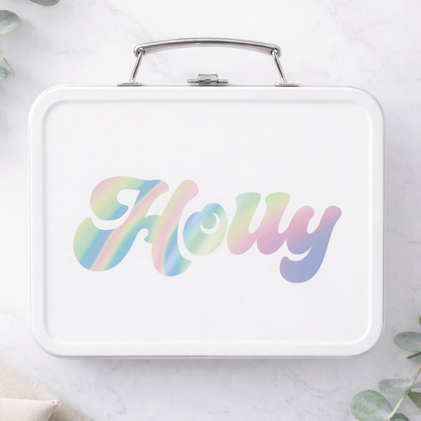 Personalised Name Sticker | Custom Holographic Gradient Script Name Vinyl Decal | Waterproof Rainbow Name Label