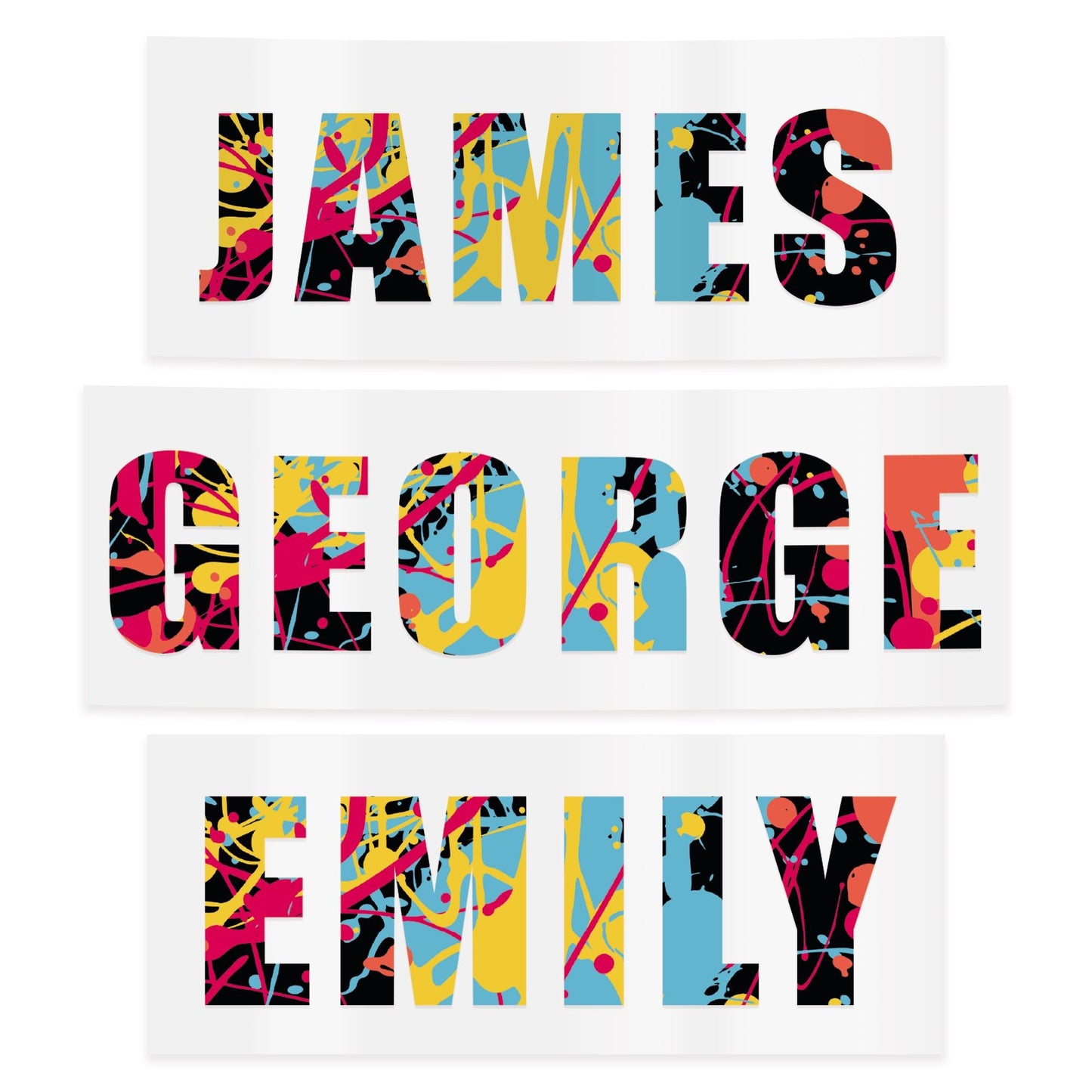 Personalised Name Sticker | Custom Paint Splatter Vinyl Decal | Waterproof Label for Bottle, Bike & Lunchbox