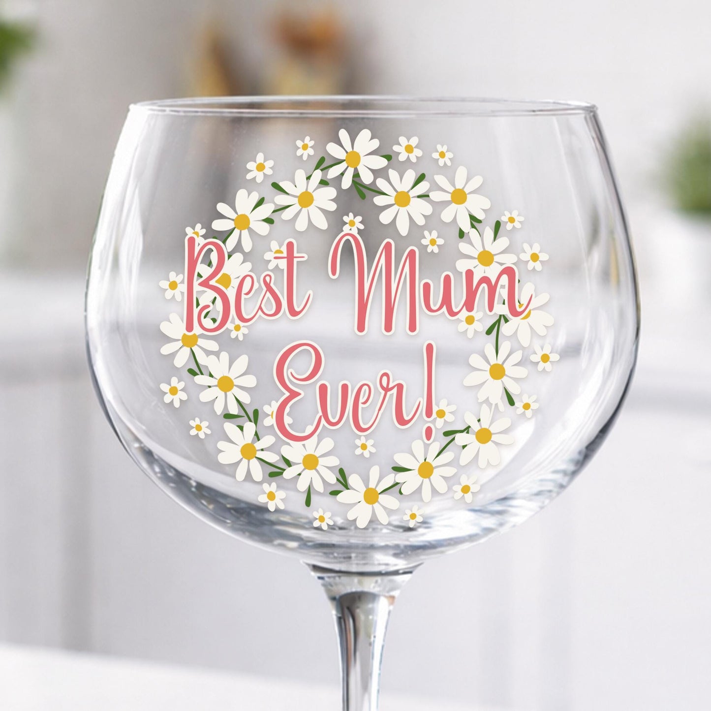Best Mum Ever Glass Sticker | Mum Wine Glass Decal | Mothers Day Gift | Daisy Mum Vinyl Sticker | Gift for Mum