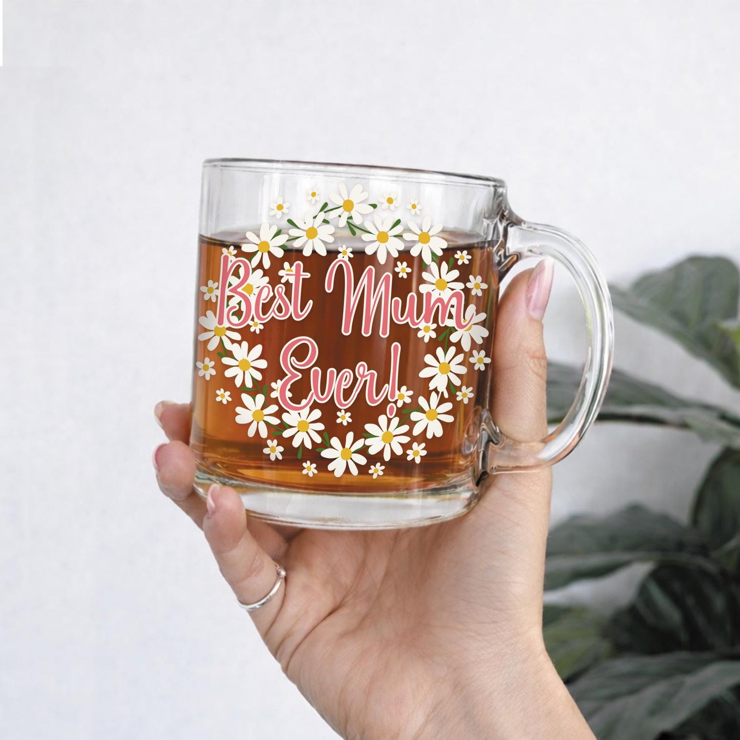 Best Mum Ever Glass Sticker | Mum Wine Glass Decal | Mothers Day Gift | Daisy Mum Vinyl Sticker | Gift for Mum