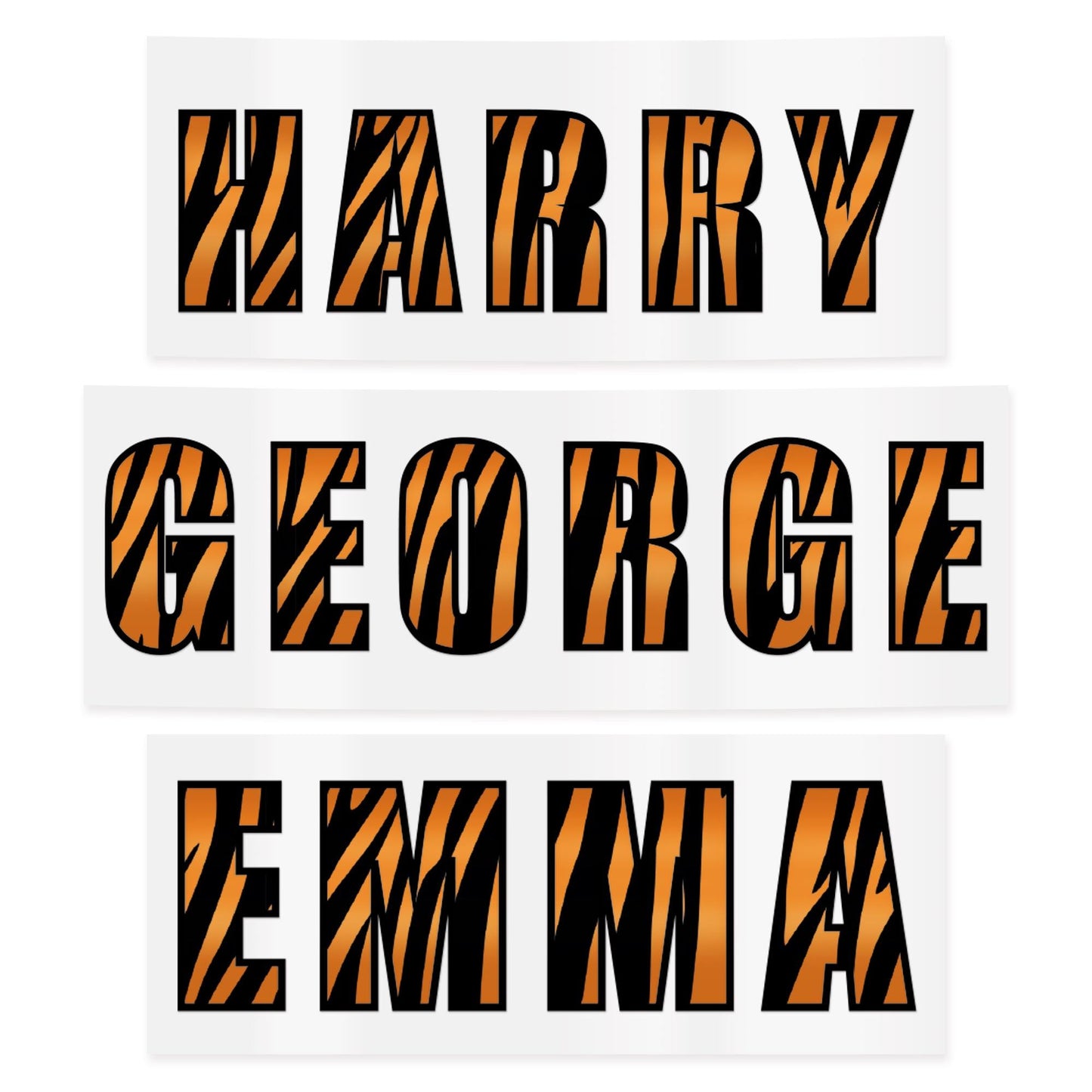 Personalised Name Sticker | Custom Tiger Print Vinyl Decal |  Waterproof Label for Kids Bottle or Lunchbox