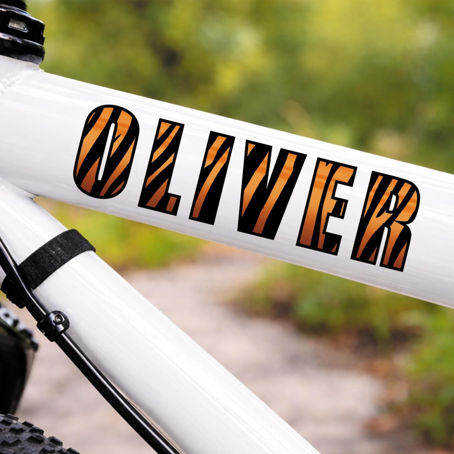 Personalised Name Sticker | Custom Tiger Print Vinyl Decal |  Waterproof Label for Kids Bottle or Lunchbox