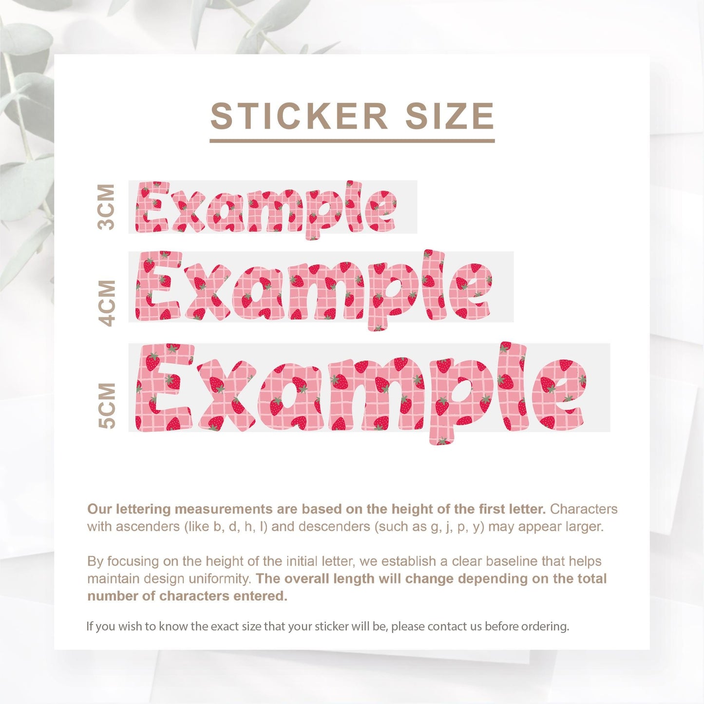 Personalised Strawberry Name Sticker | Custom Waterproof Coquette Vinyl Decal | Name Label for Bottle - Lunchbox - or Glass