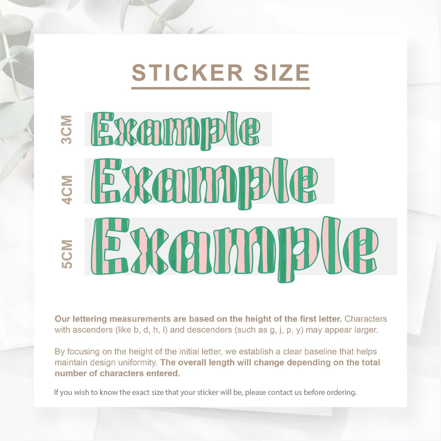 Personalised Name Sticker | Custom Pink & Green Striped Vinyl Decal | Waterproof Name Label for Bottle - Lunchbox - or Glass