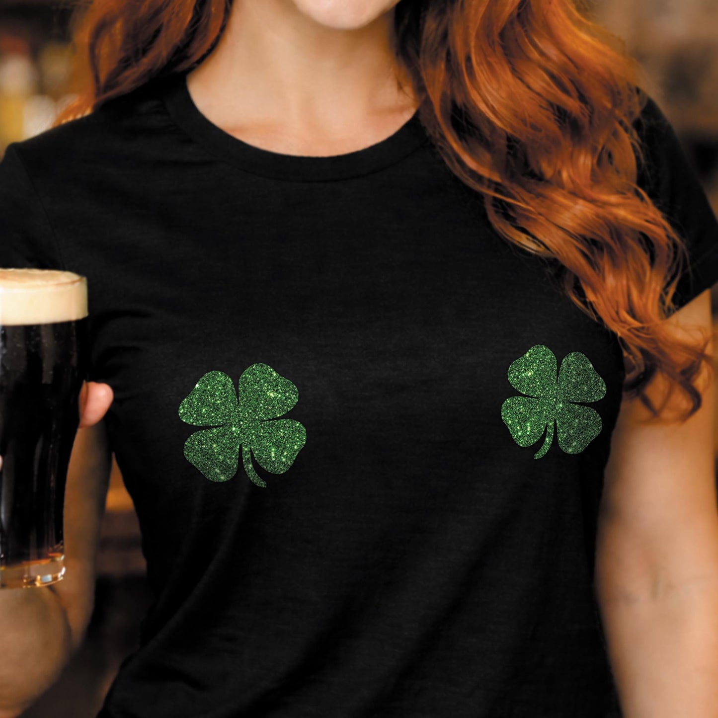 Shamrock Iron-On Decals for St Patricks Day | x2 Set Four Leaf Clover Heat Transfer Vinyl for DIY T-Shirt