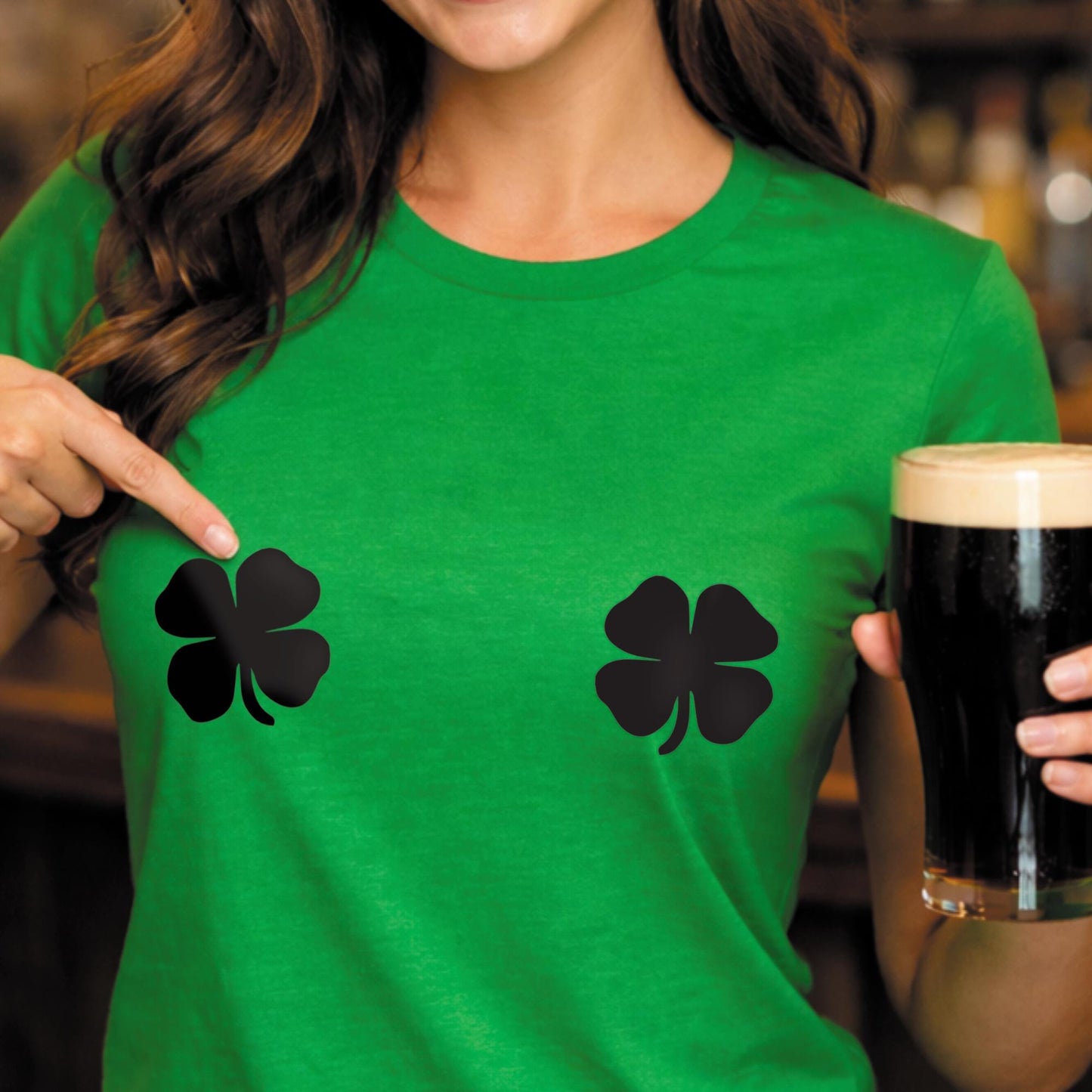 Shamrock Iron-On Decals for St Patricks Day | x2 Set Four Leaf Clover Heat Transfer Vinyl for DIY T-Shirt