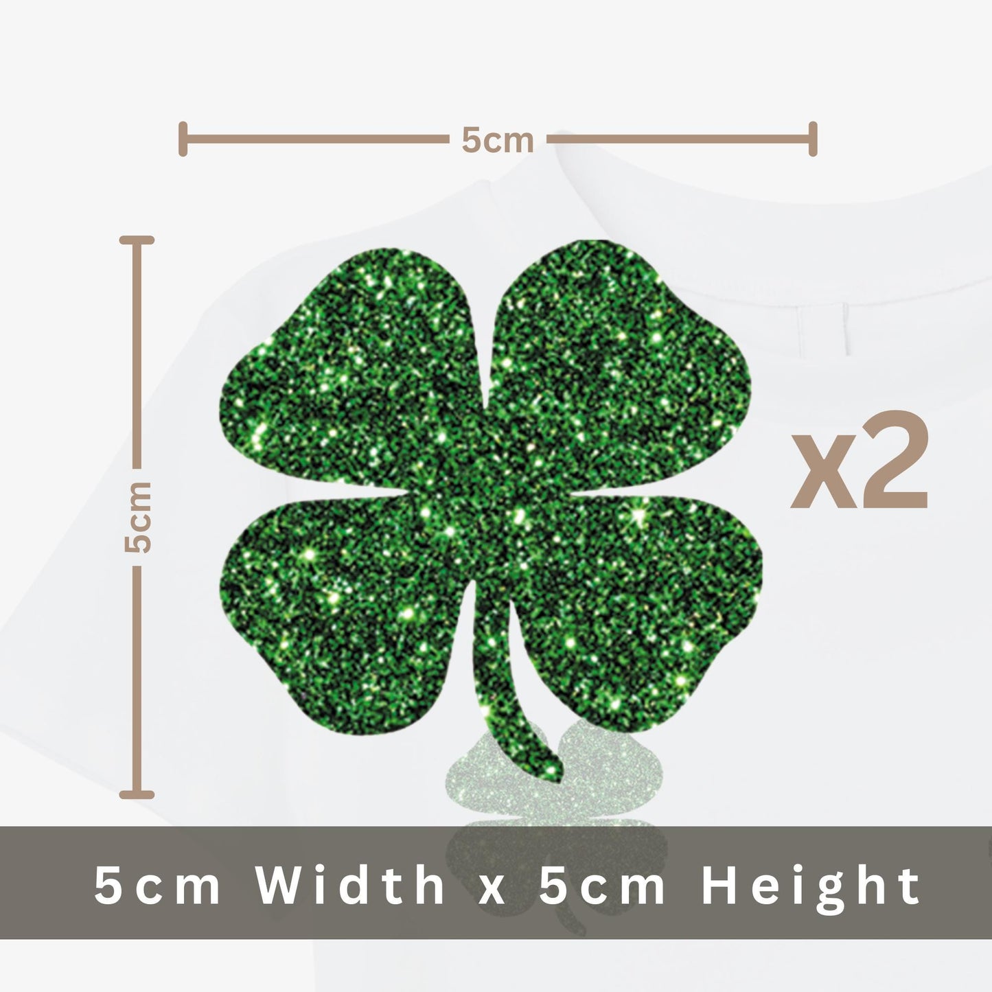 Shamrock Iron-On Decals for St Patricks Day | x2 Set Four Leaf Clover Heat Transfer Vinyl for DIY T-Shirt