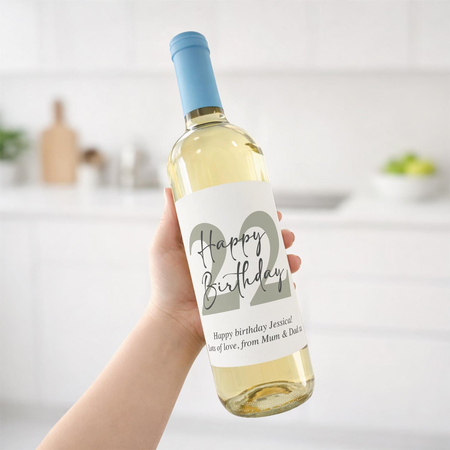 Personalised Birthday Wine Bottle Label | Custom Age & Message | Milestone 18th 21st 30th 40th 50th 60th | Modern Minimal Wine Sticker