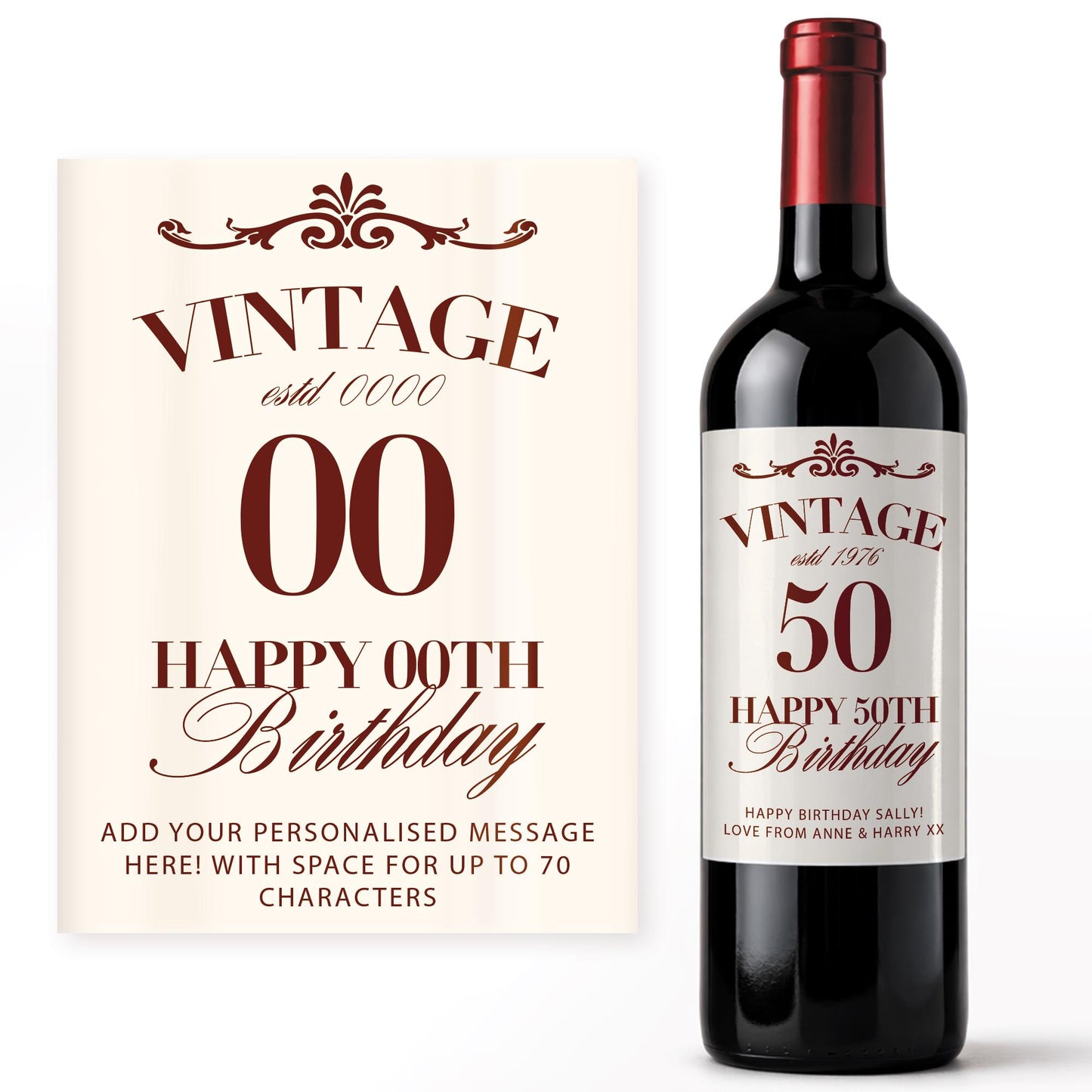 Personalised Vintage Birthday Wine Bottle Label | Custom Age | 30th 40th 50th 60th Birthday Gift | Funny Vintage Birthday Label | Wine Gift