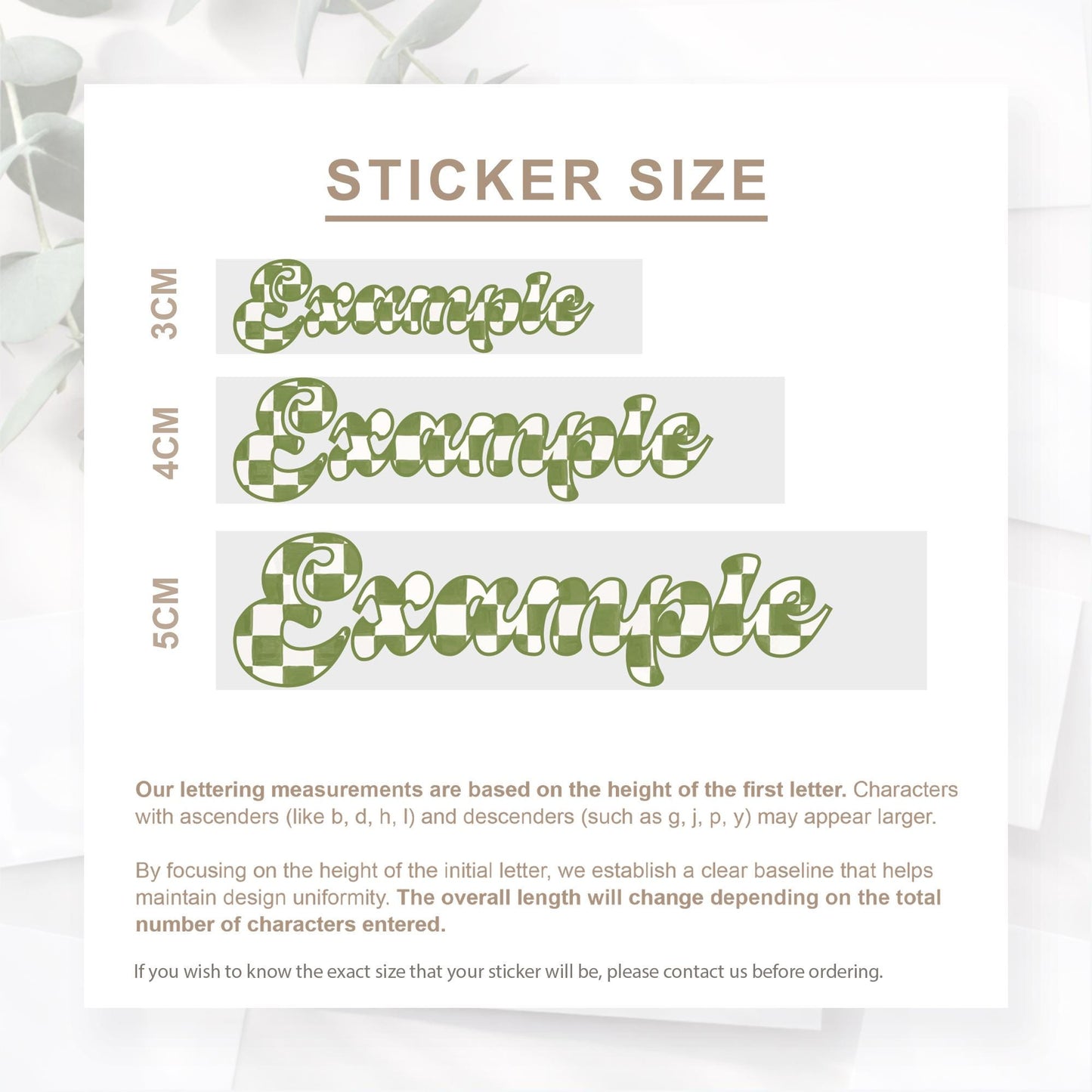 Personalised Name Sticker | Green Chequered Custom Vinyl | Alt Skater Aesthetic Waterproof Label for Water Bottle Lunchbox or Glass