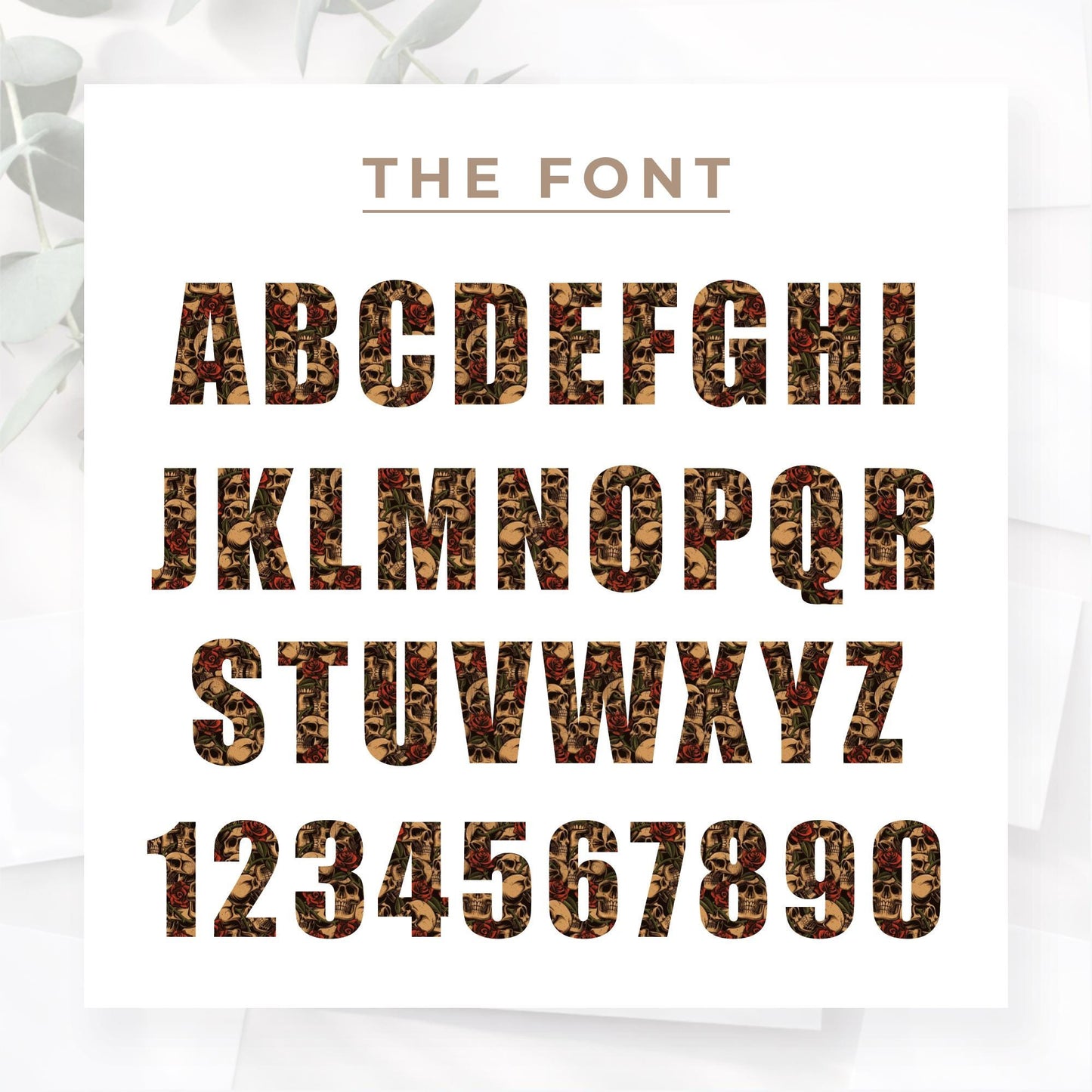 Personalised Name Sticker with Skull and Roses | Custom Vinyl Decal | Gothic Style Waterproof Sticker | Biker Aesthetic