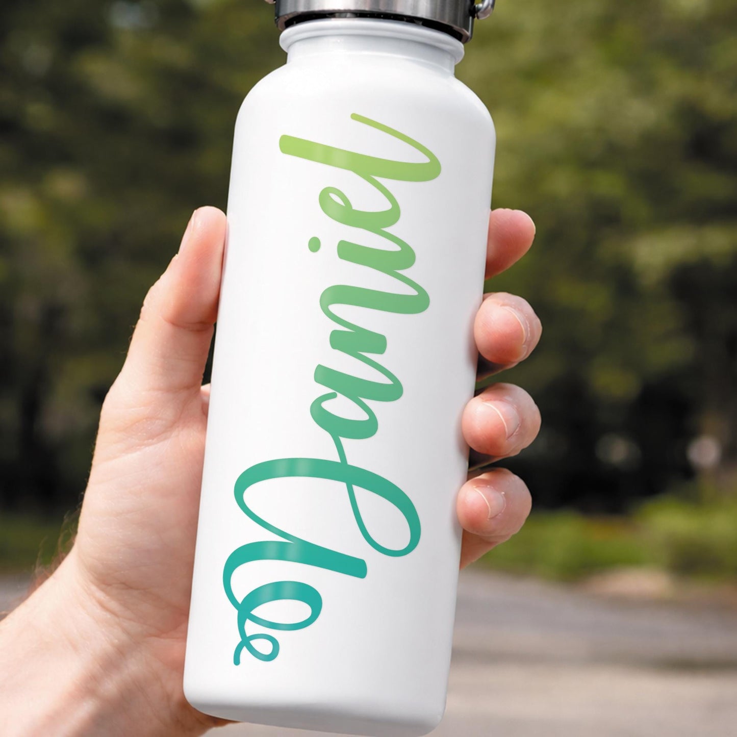 Personalised Name Sticker | Blue to Yellow Gradient Custom Vinyl Decal | Waterproof Label for Bottles Laptops & Tumblers